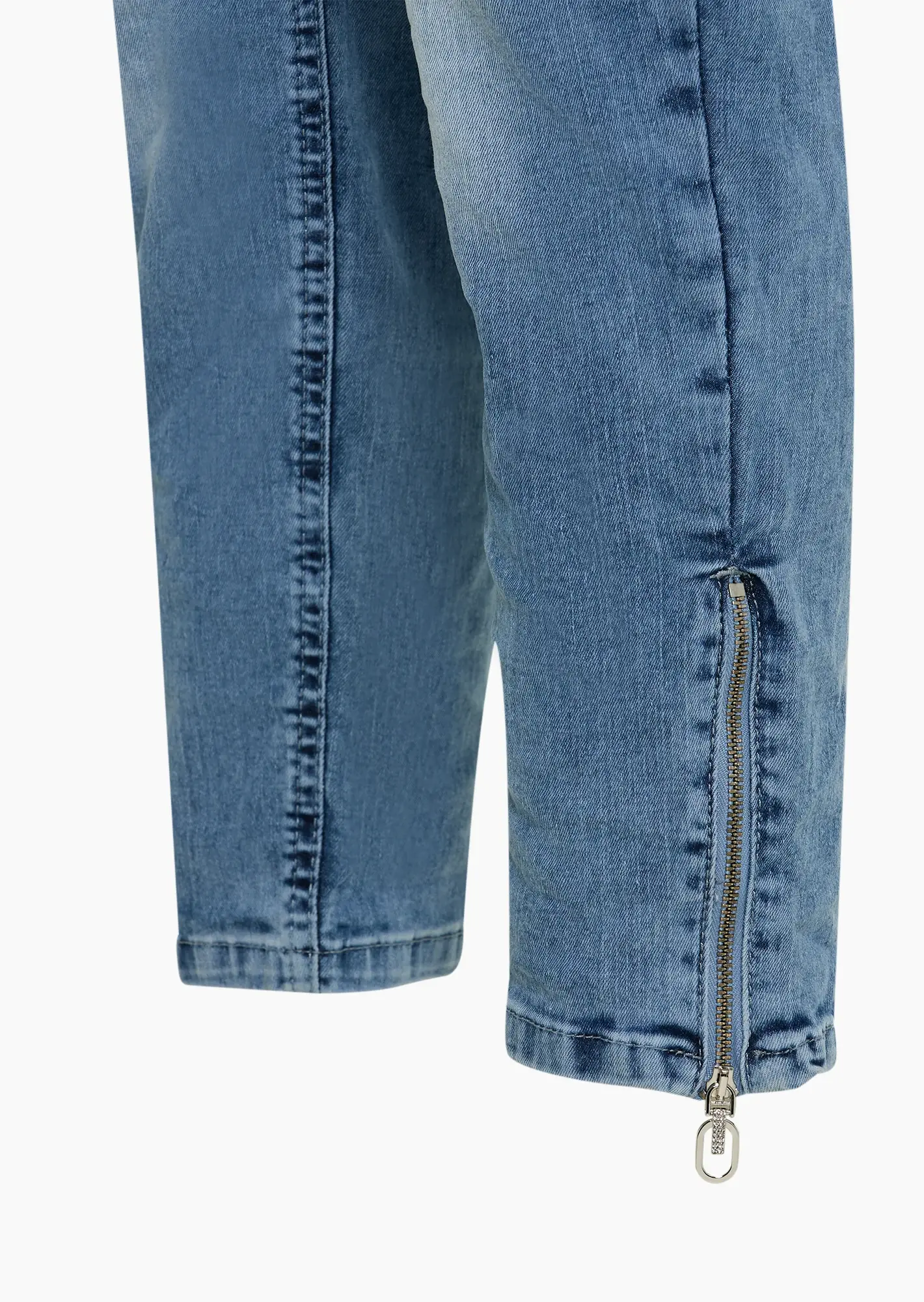 Jeans mit dekorativen Reißverschlüssen, light blue denim
