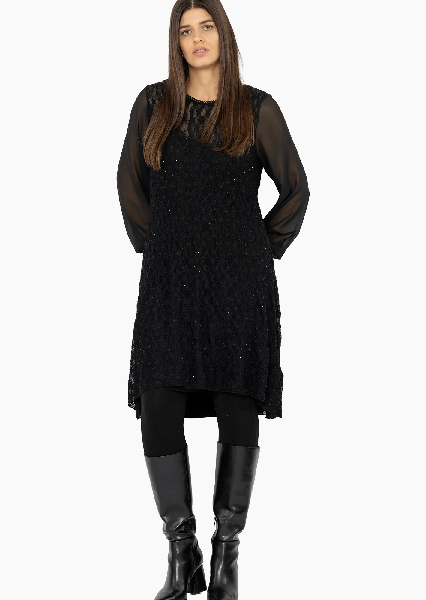Kleid aus Spitze, schwarz