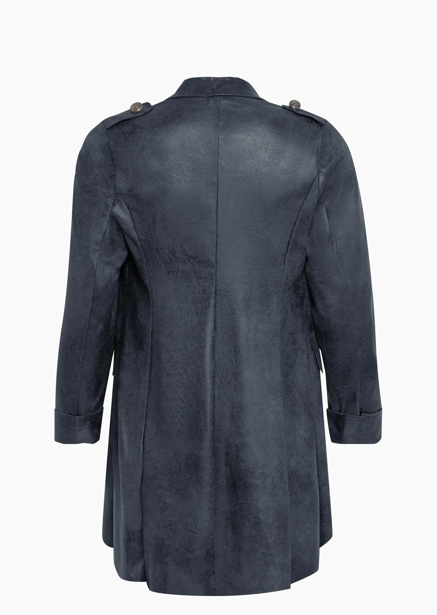 Military-Blazer in Leder-Optik, navy