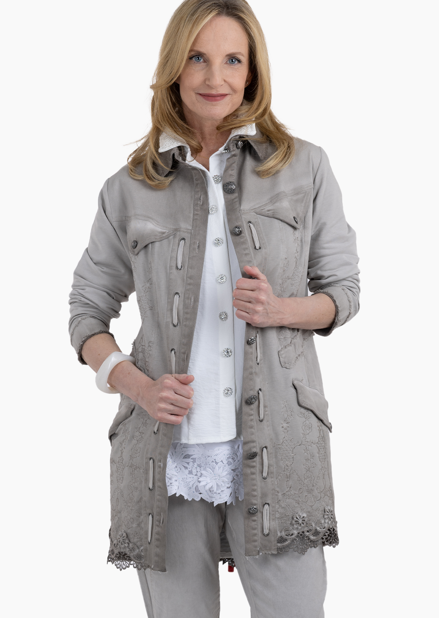 Jacke mit verspielten Details, pepper