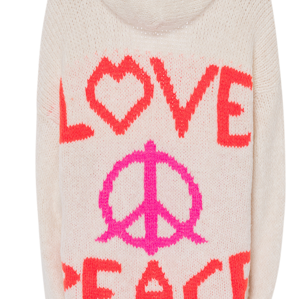 Strickjacke mit Lettering, crema