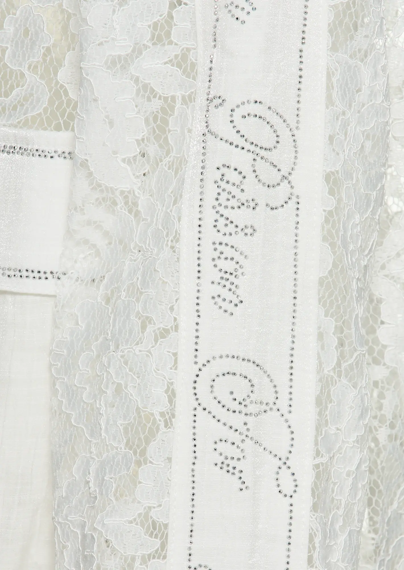 Jacke im Alloverspitzendesign mit Ziersteinen, offwhite