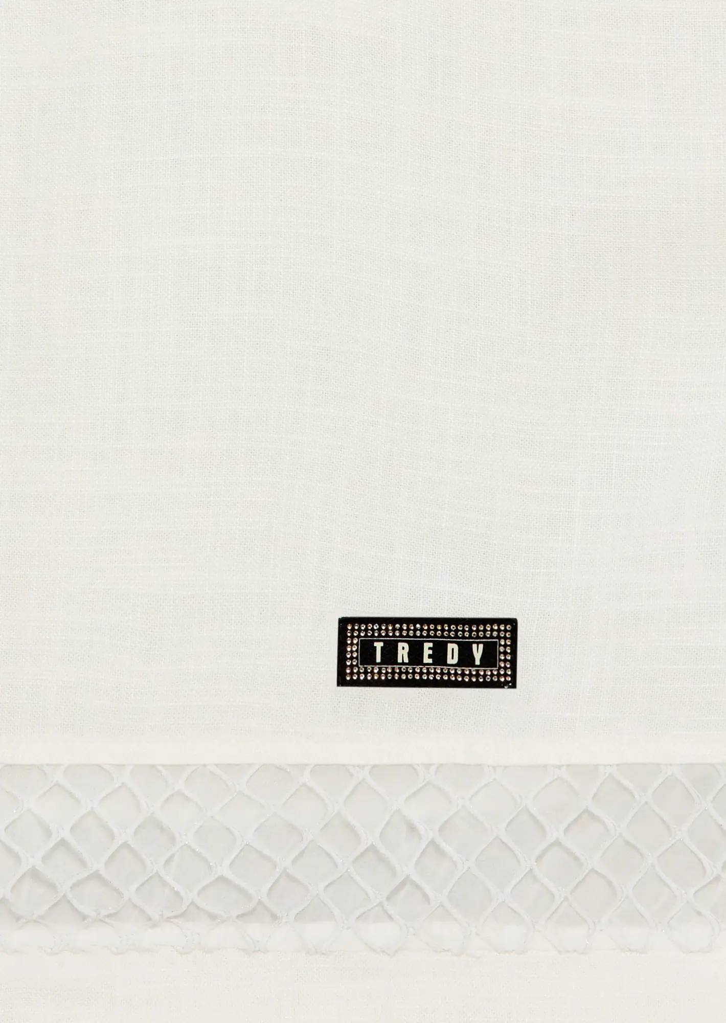 Leinen-Tencel-Blusenshirt mit grobem Netz, offwhite