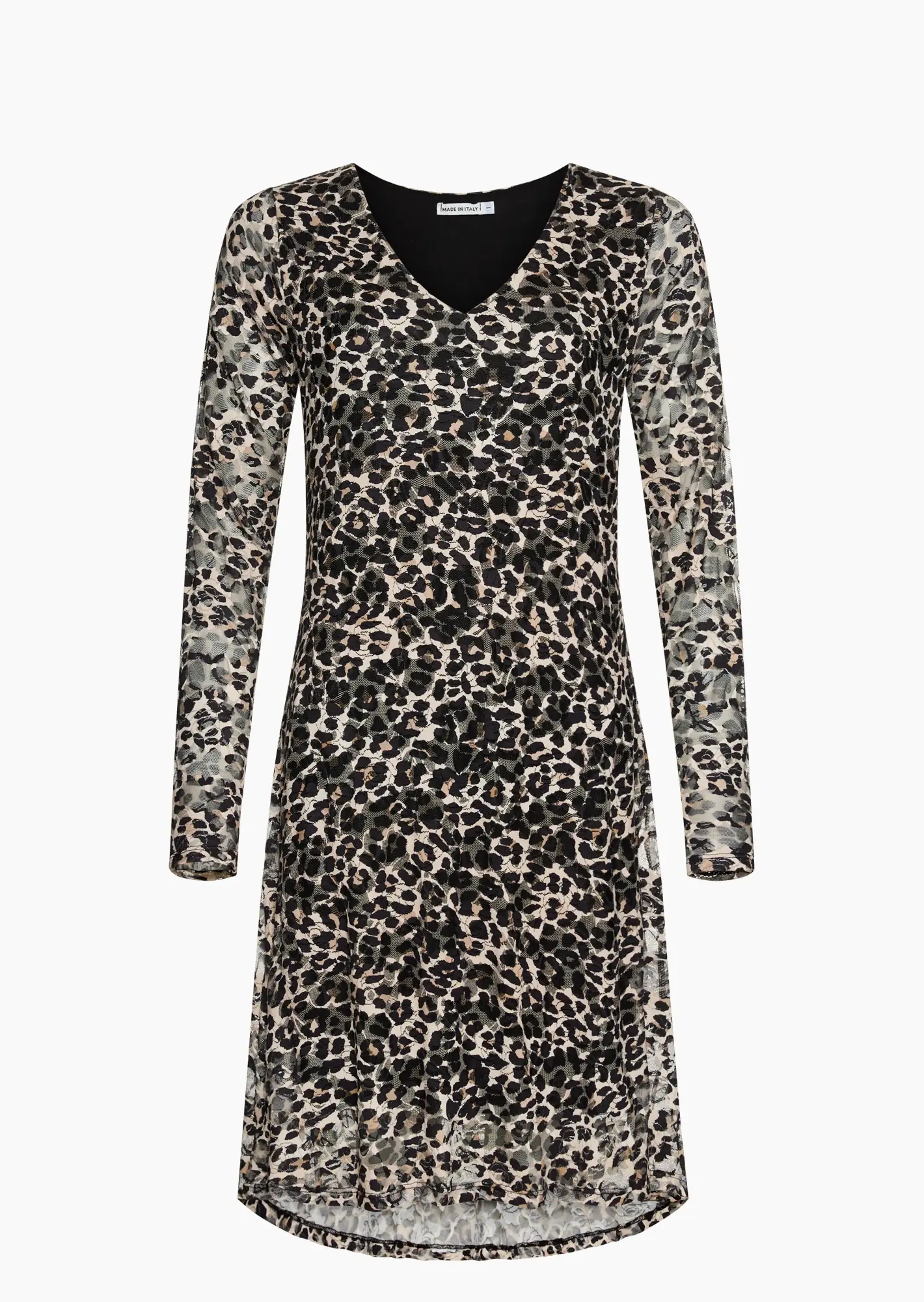 Kleid im Alloverleoprint, crema-schwarz