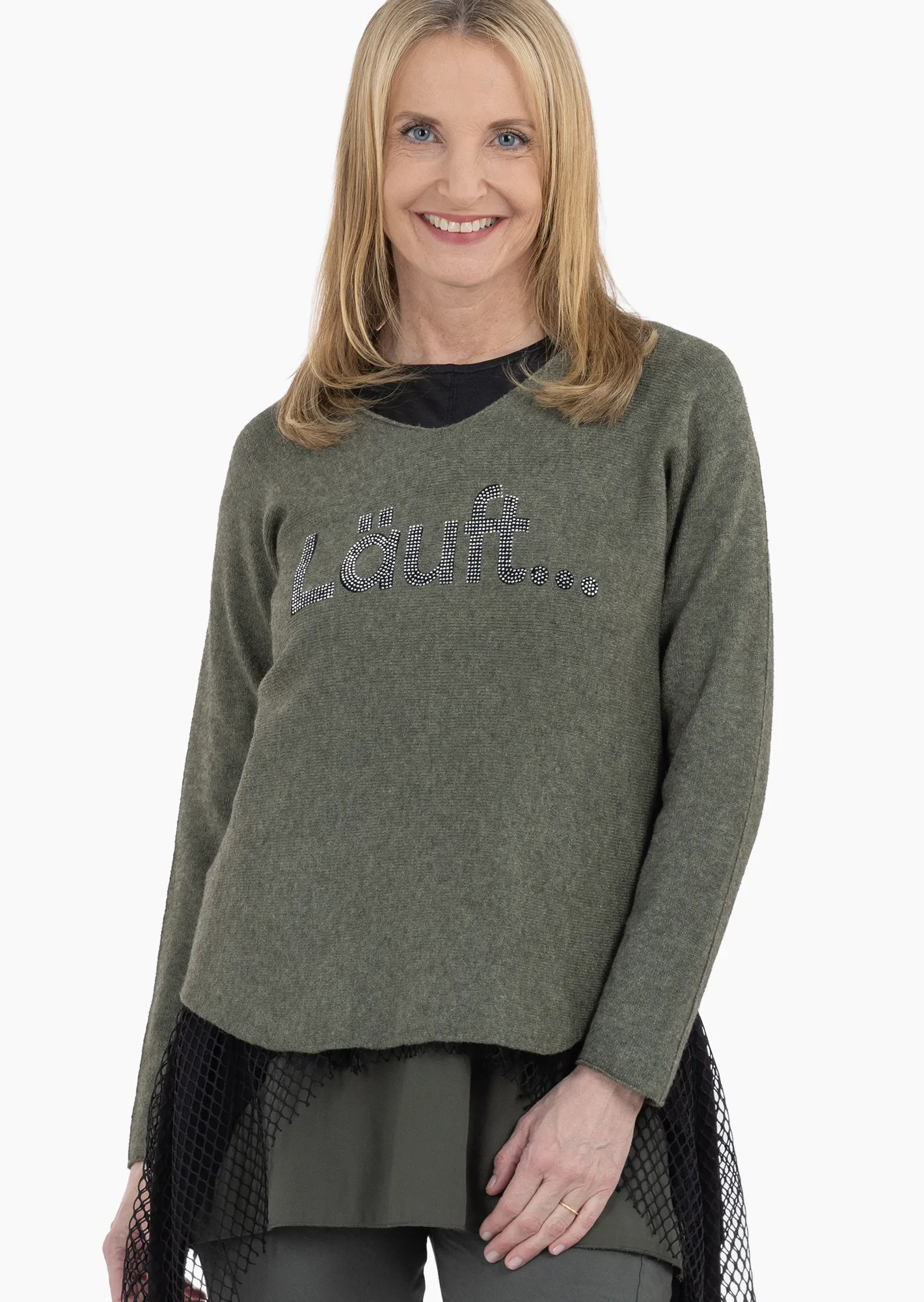Statement-Strickpullover, oliv