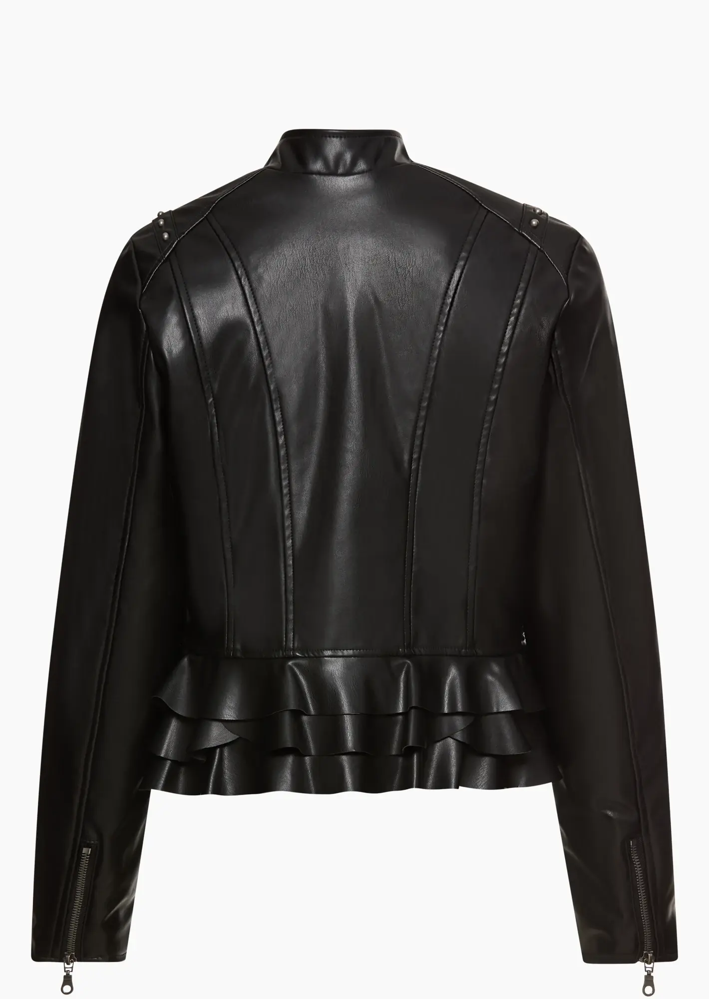 Jacke mit Nieten in Leder-Optik, schwarz