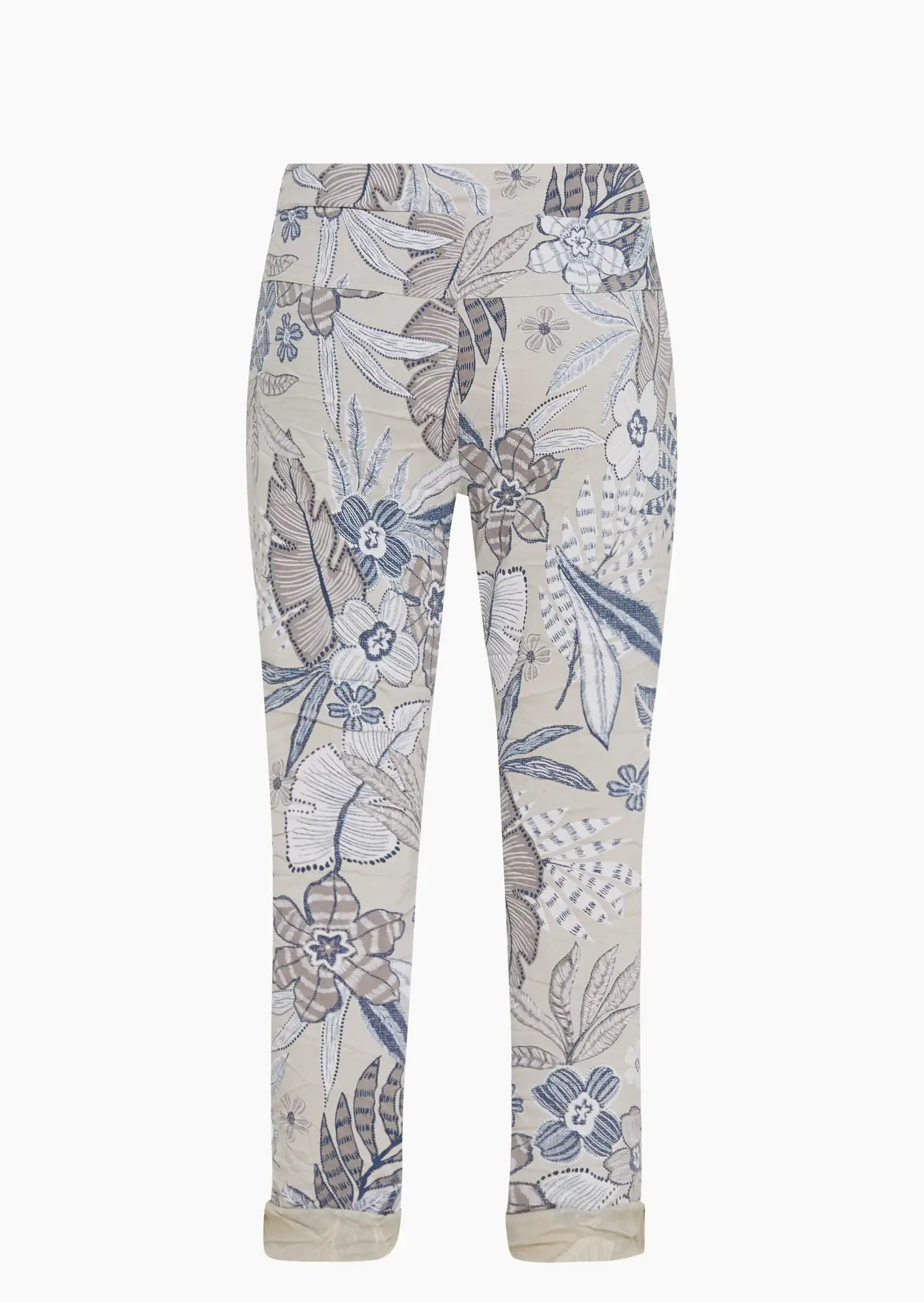 Joggpants mit floralem Alloverprint, crema