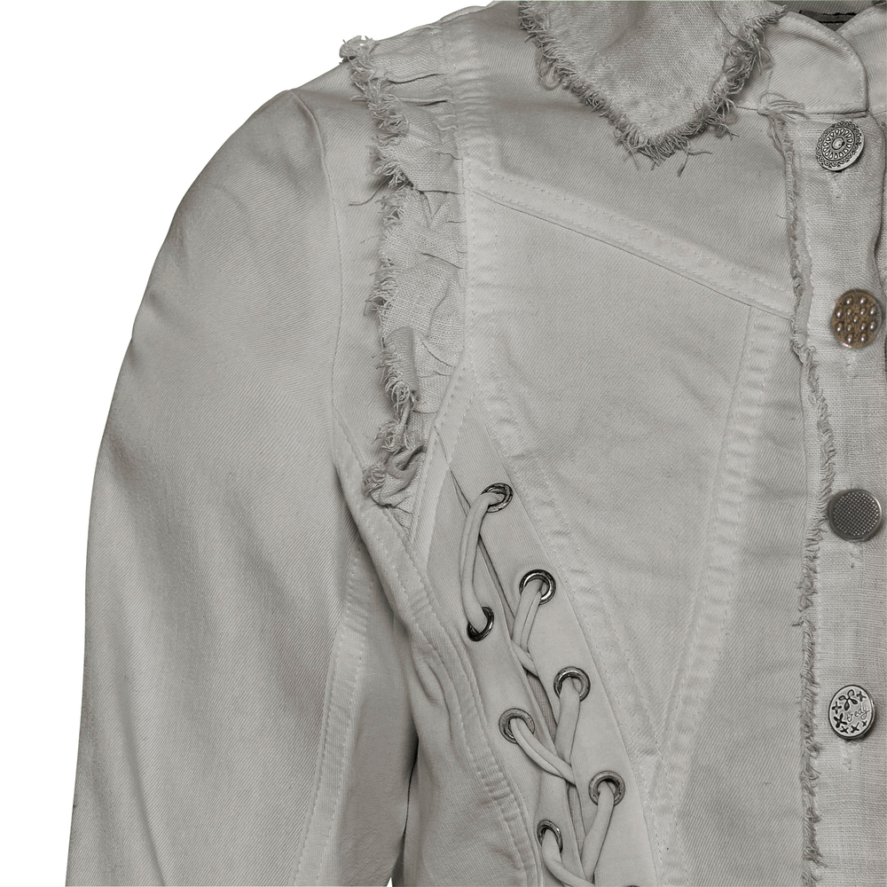 Jeansjacke mit Kreuzschnürung, pepper