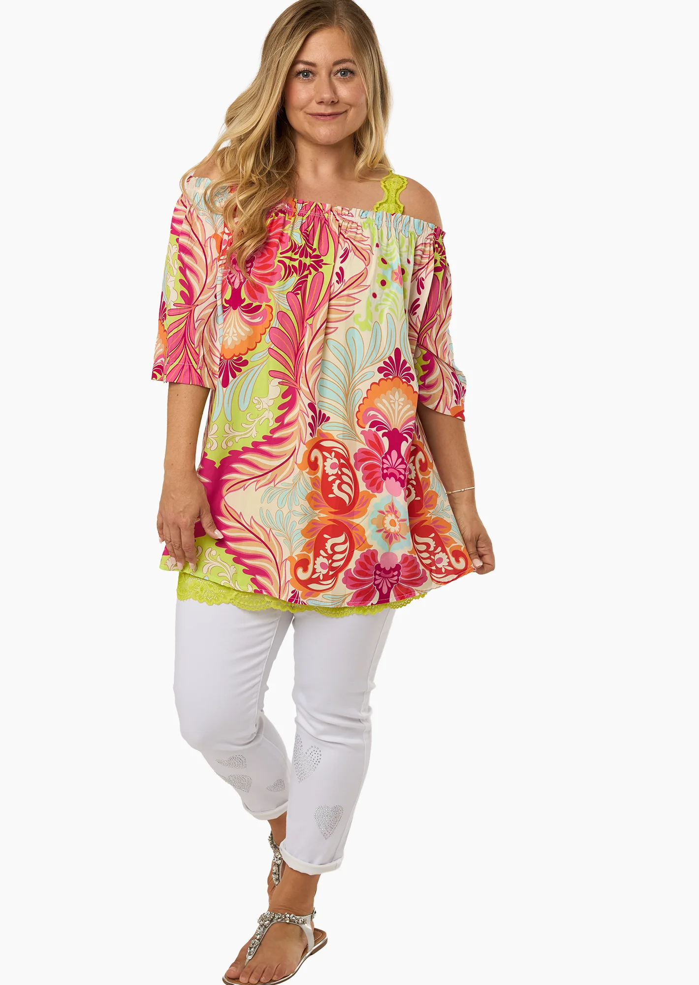 Bluse in A-Linie in farbenfrohem Print, bunt