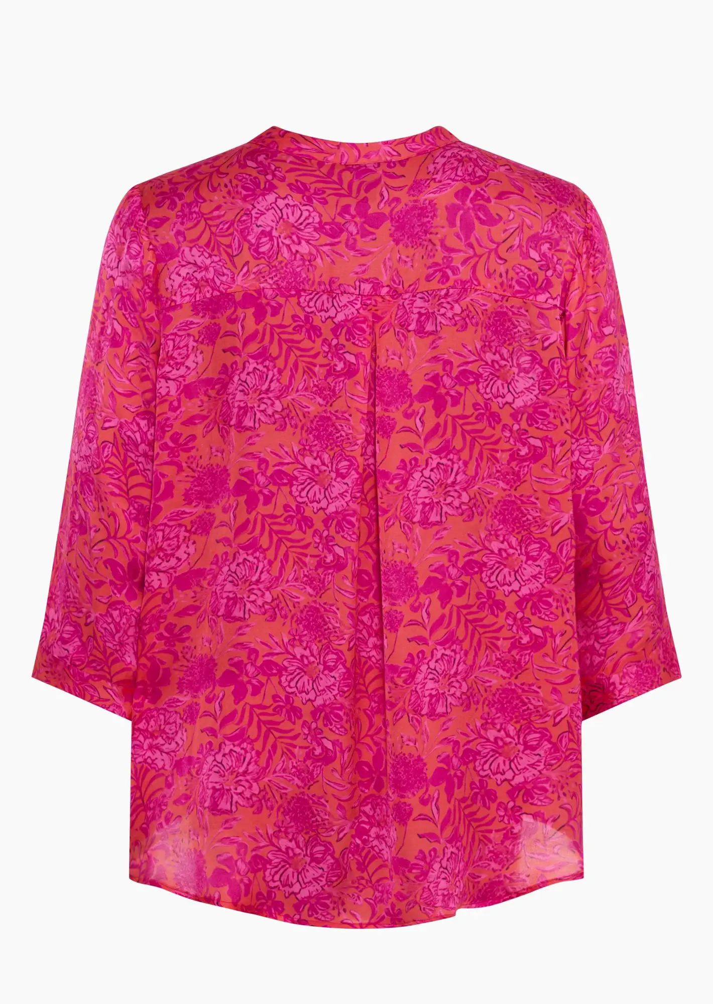 Bluse aus Viskose-Satin mit Print, pink-orange