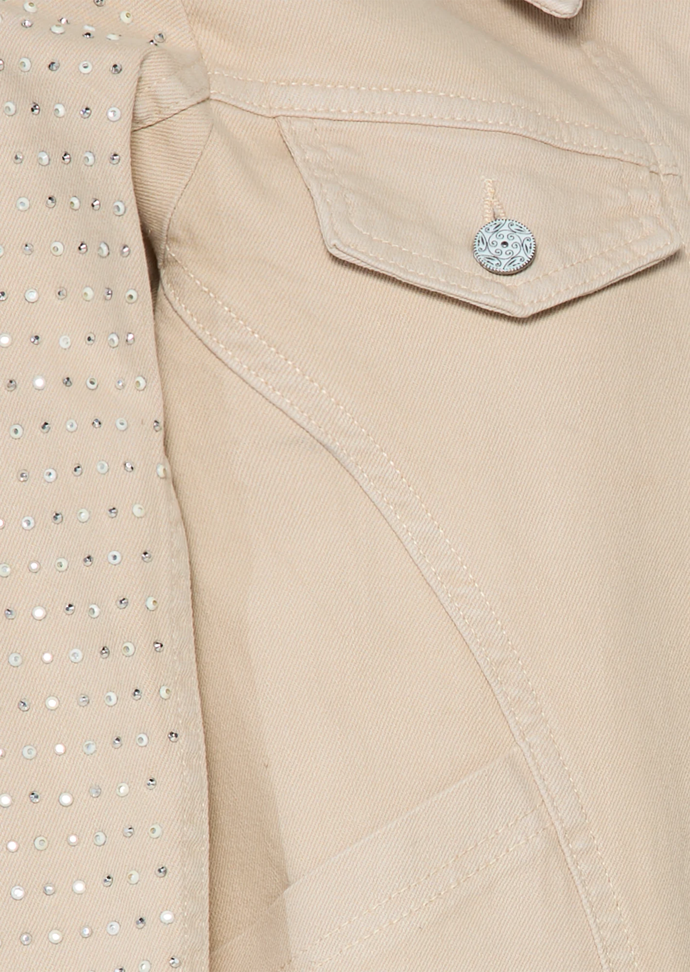Jeansjacke mit Ziersteinen, sand
