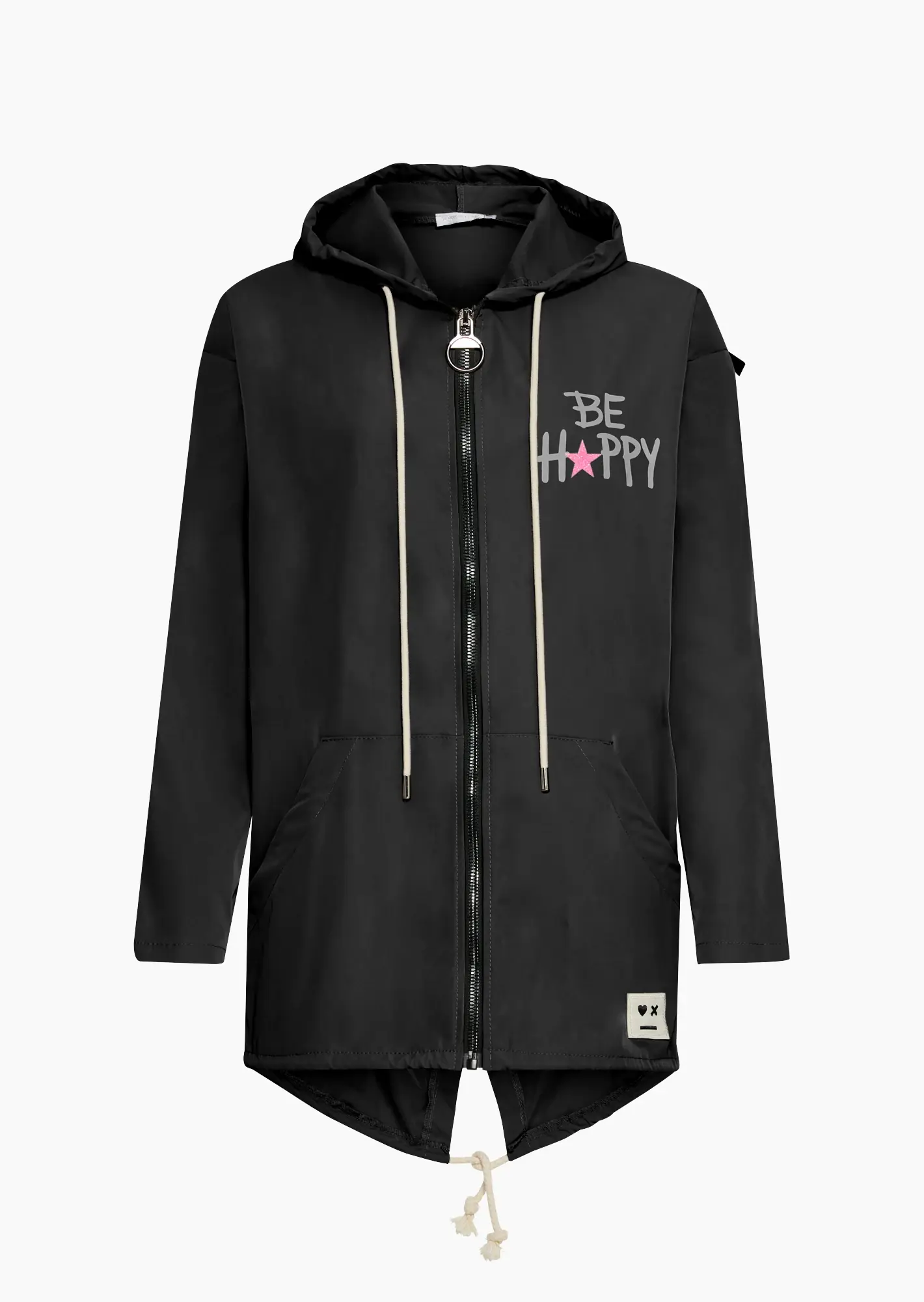 Jacke mit Statementprint, schwarz
