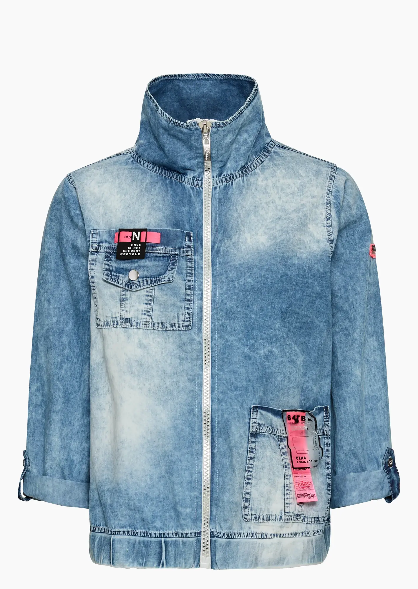 Jacke mit Patches, bleached denim