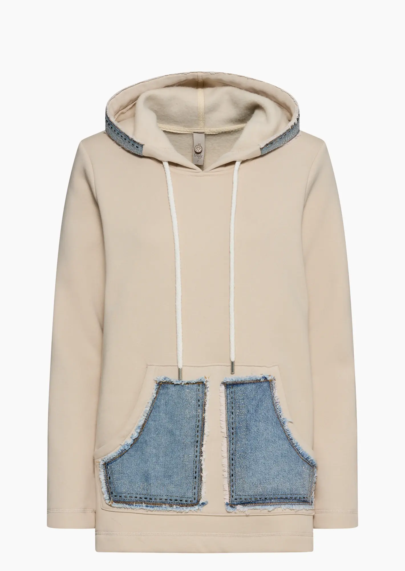 Sweatpullover mit Denim, crema