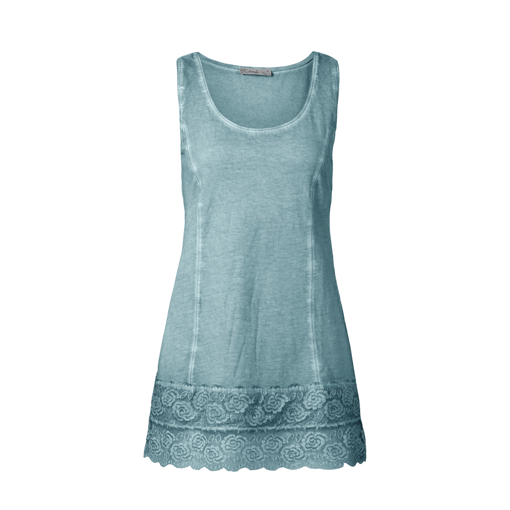 Basic Top aus Baumwolle mit Spitze 76 cm, mint cream