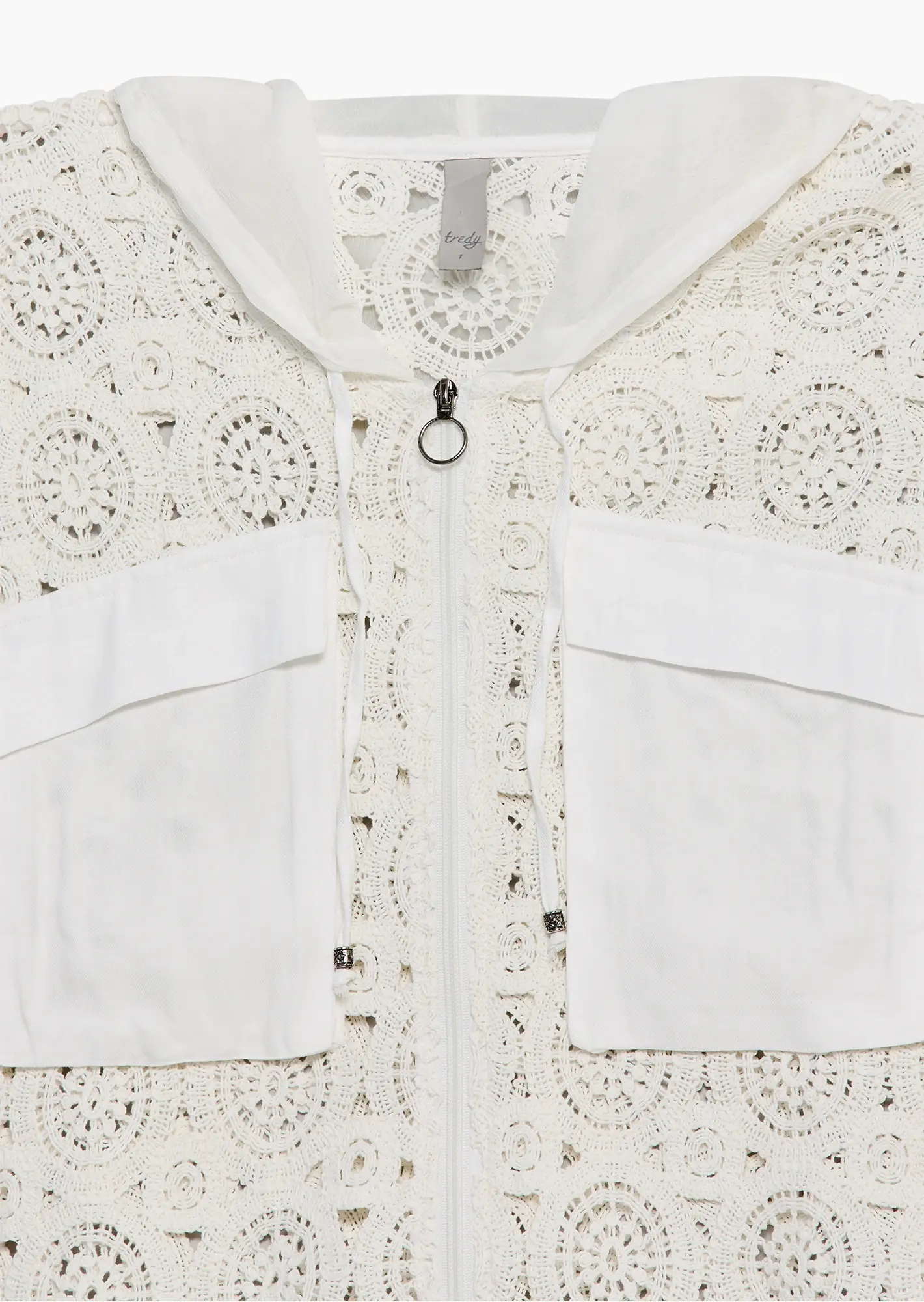 Jacke im Alloverhäkeldesign, weiß