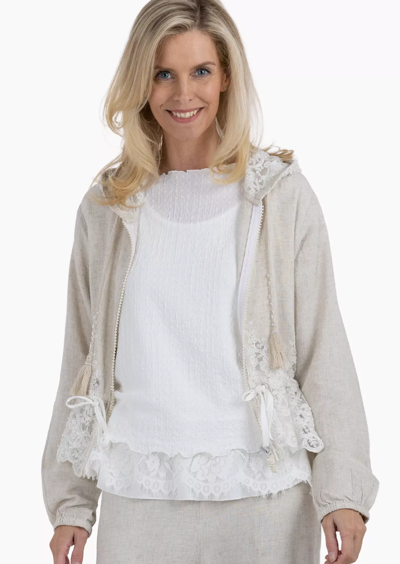 Leichte Jacke mit detailverliebten Highlights, sand-melange