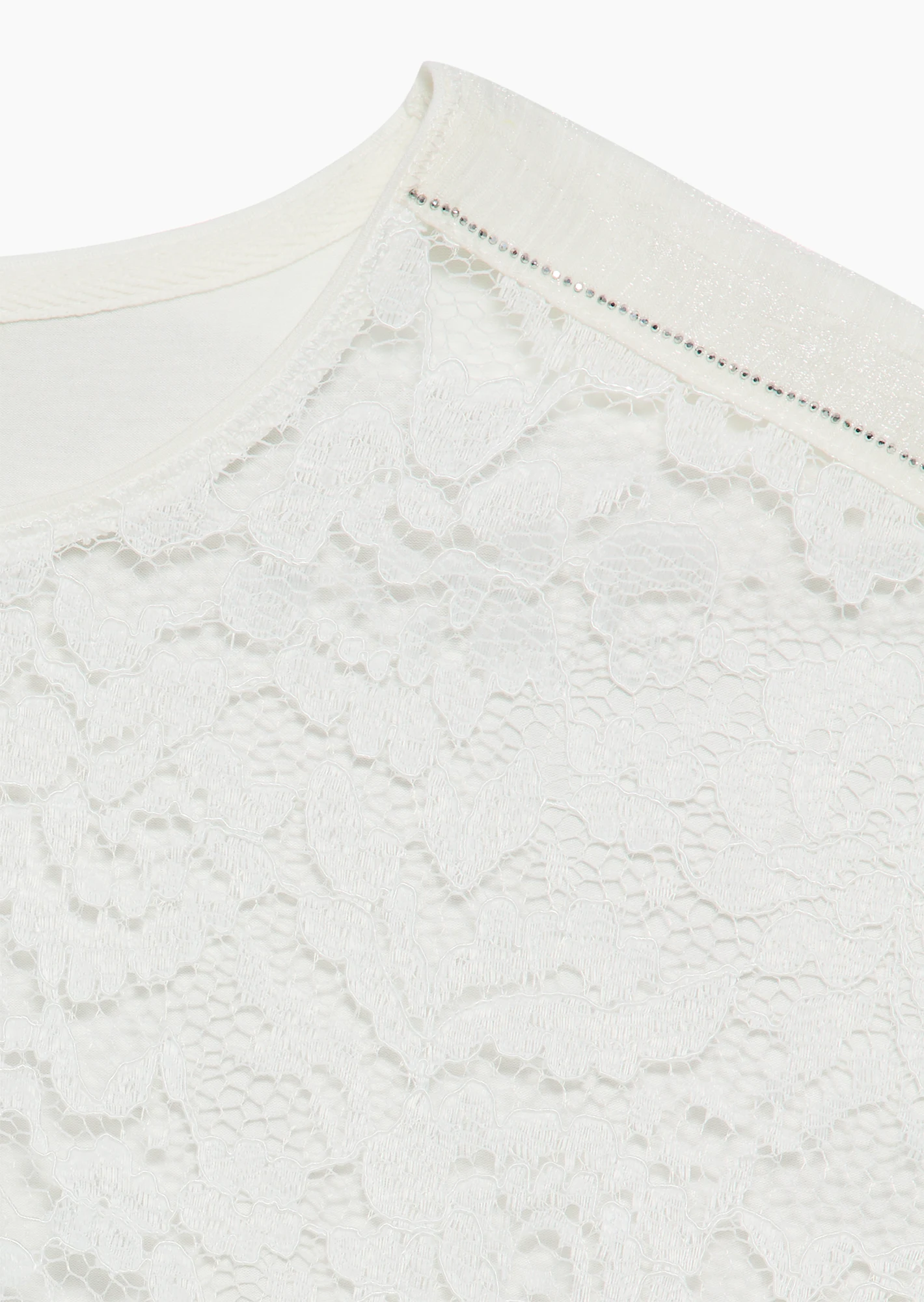 Shirt mit transparenter Spitze, offwhite
