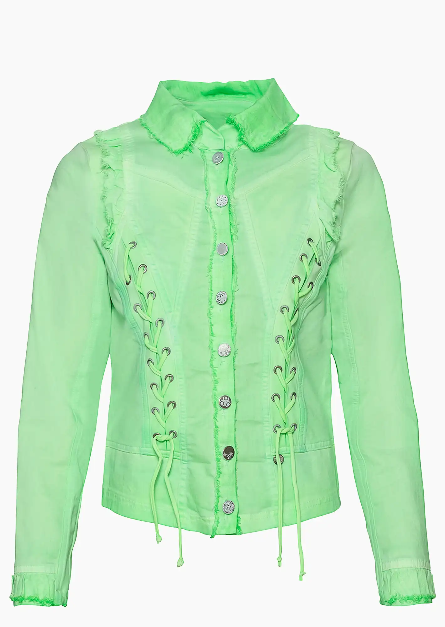 Jeansjacke mit Kreuzschnürung, green glow