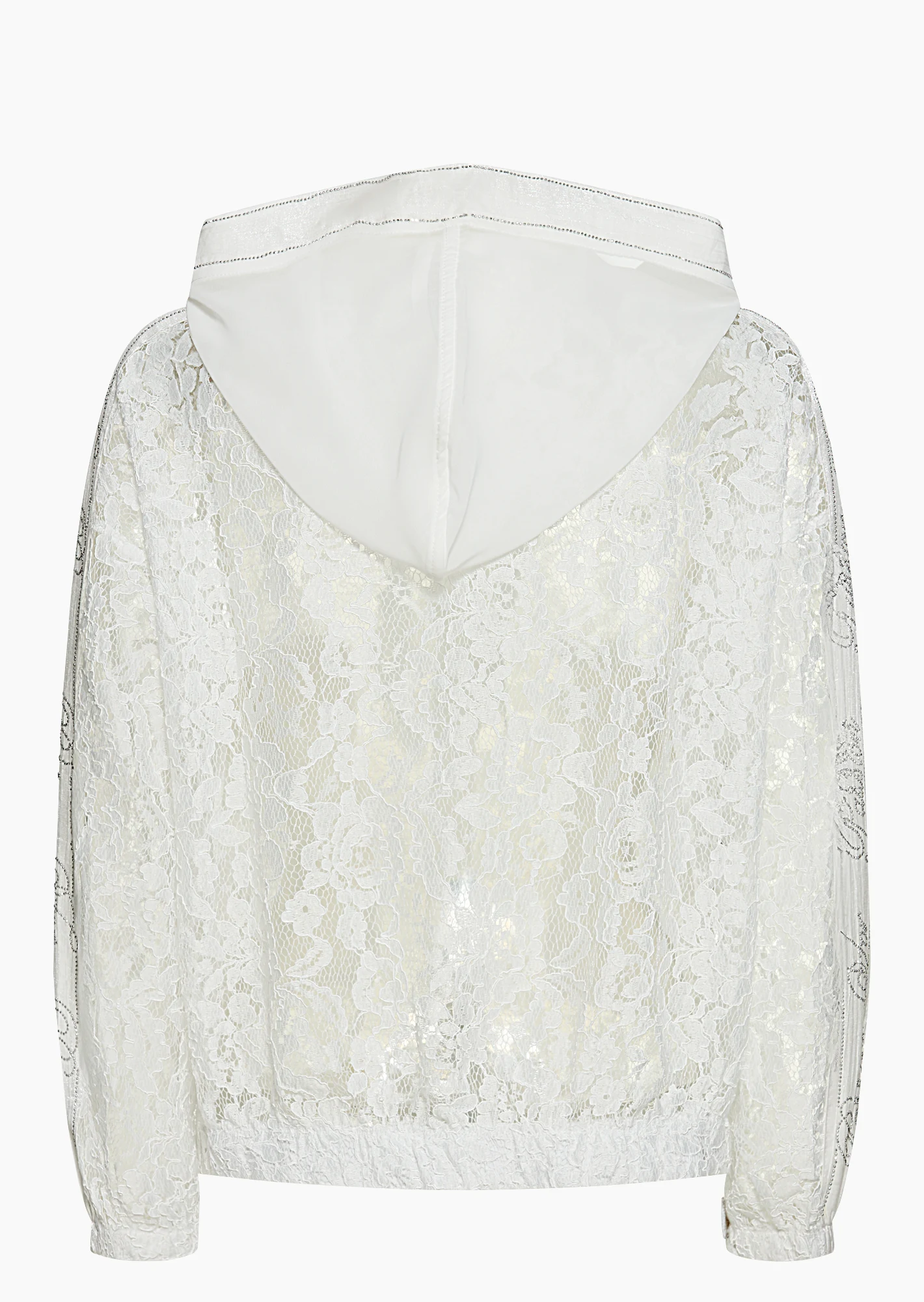 Jacke im Alloverspitzendesign mit Ziersteinen, offwhite