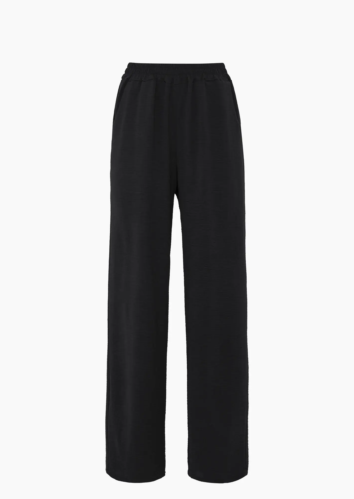leichte Wide Leg Hose, schwarz