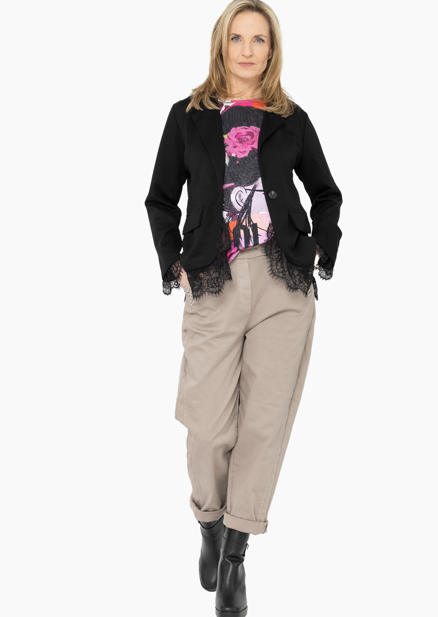 Pants mit dekorativen Nieten, pepper