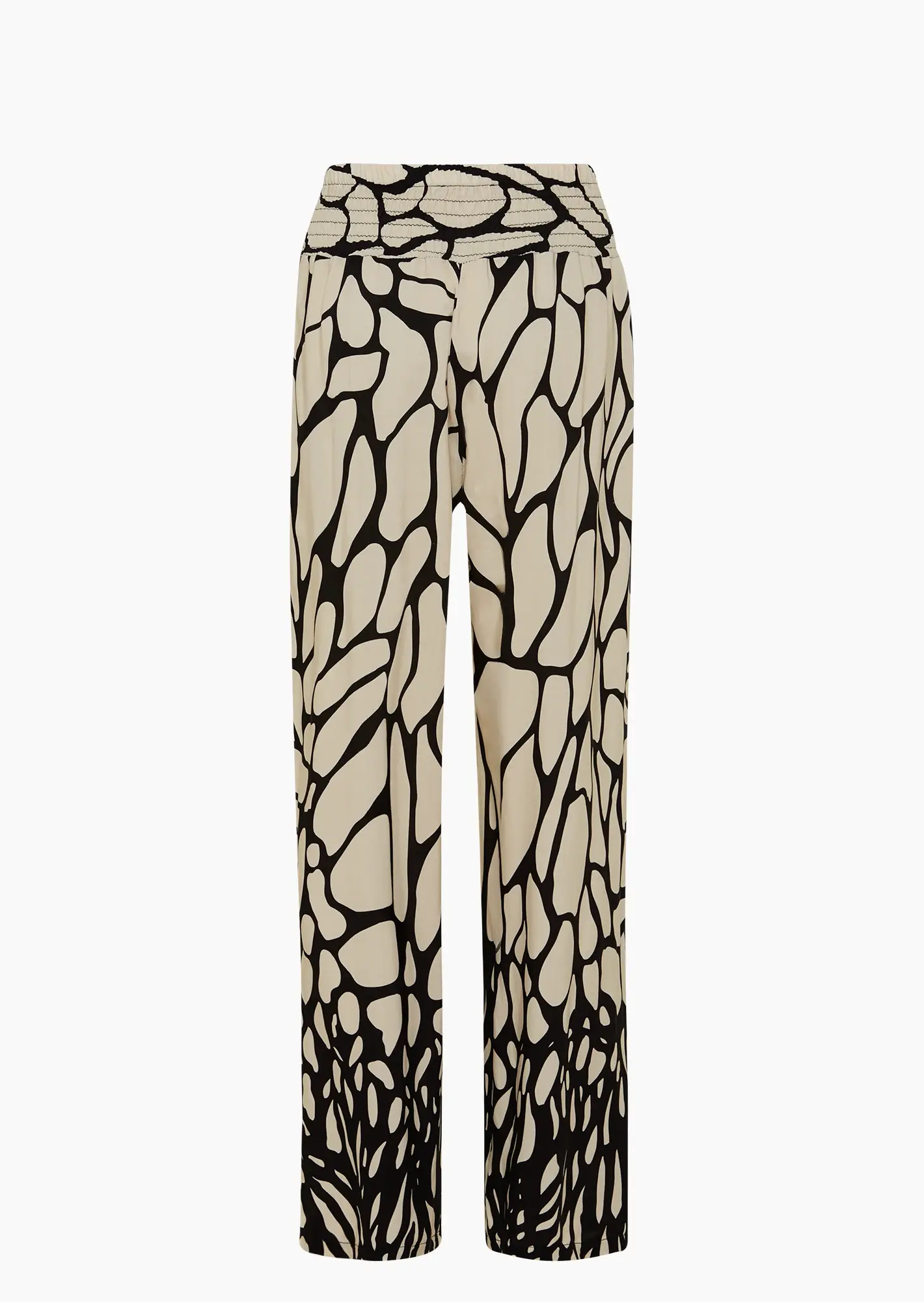 Wide Leg Hose mit stylischem Print, schwarz-crema