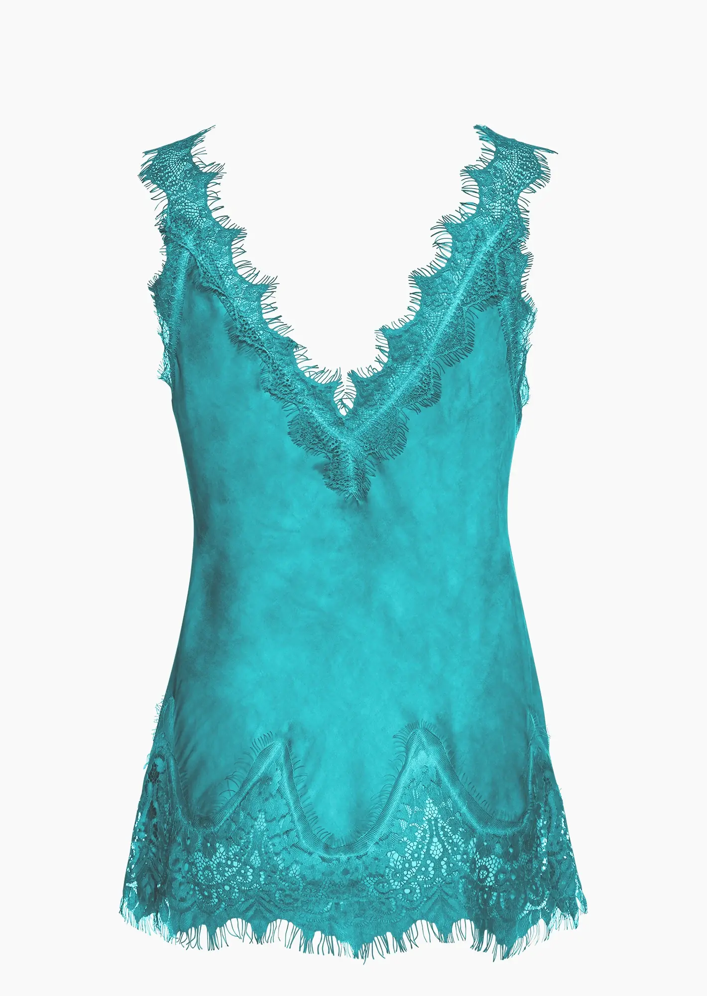 Top aus Viskose-Satin, türkis