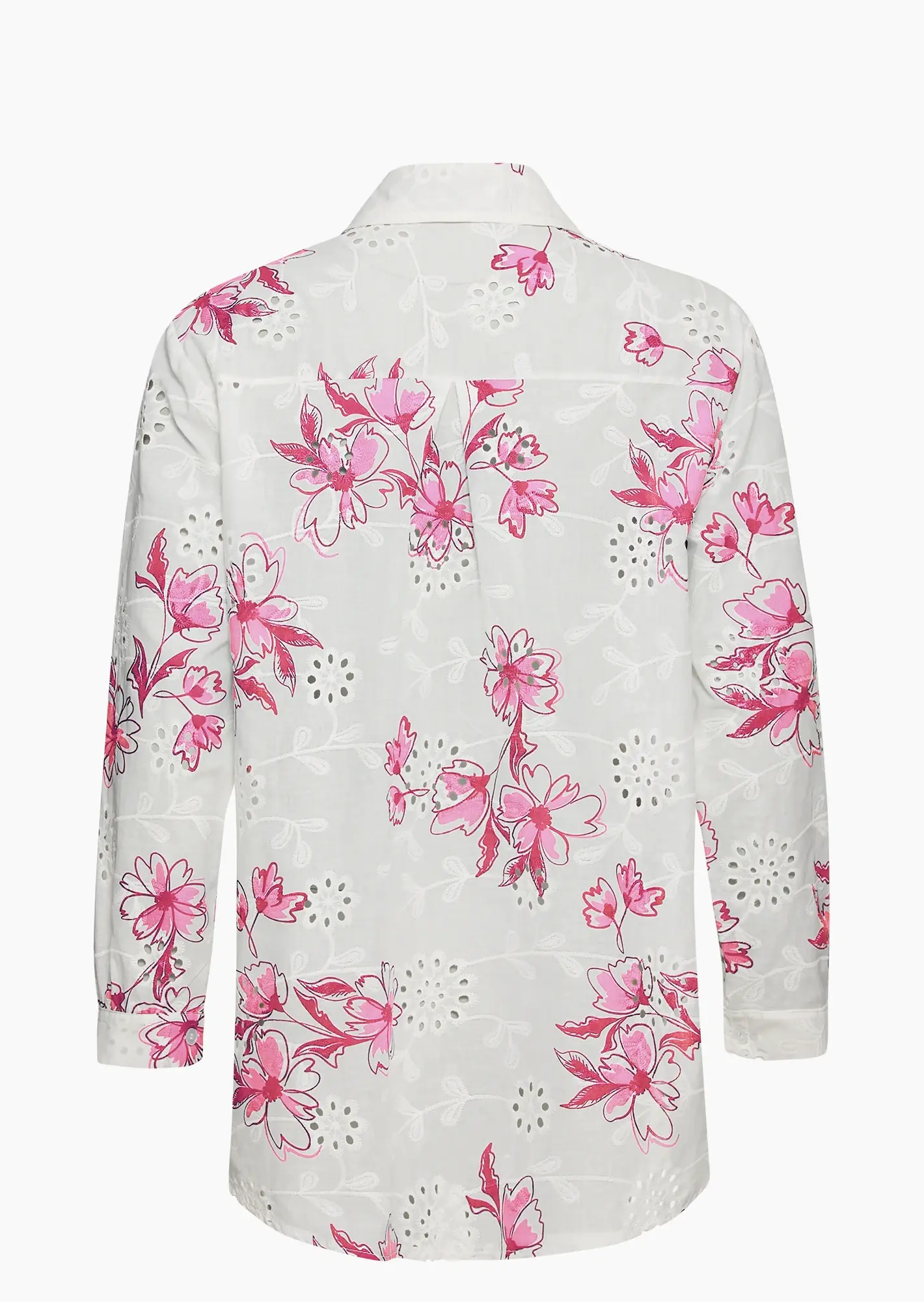 Bluse mit Lochstickerei, pink