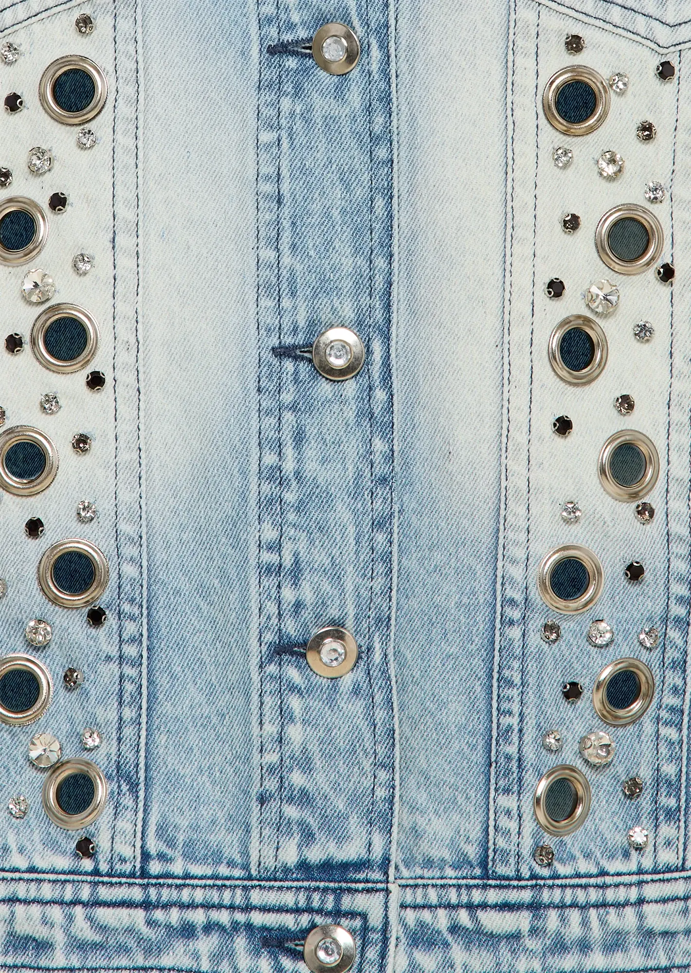 Jeansjacke mit stylischen Applikationen, bleached denim