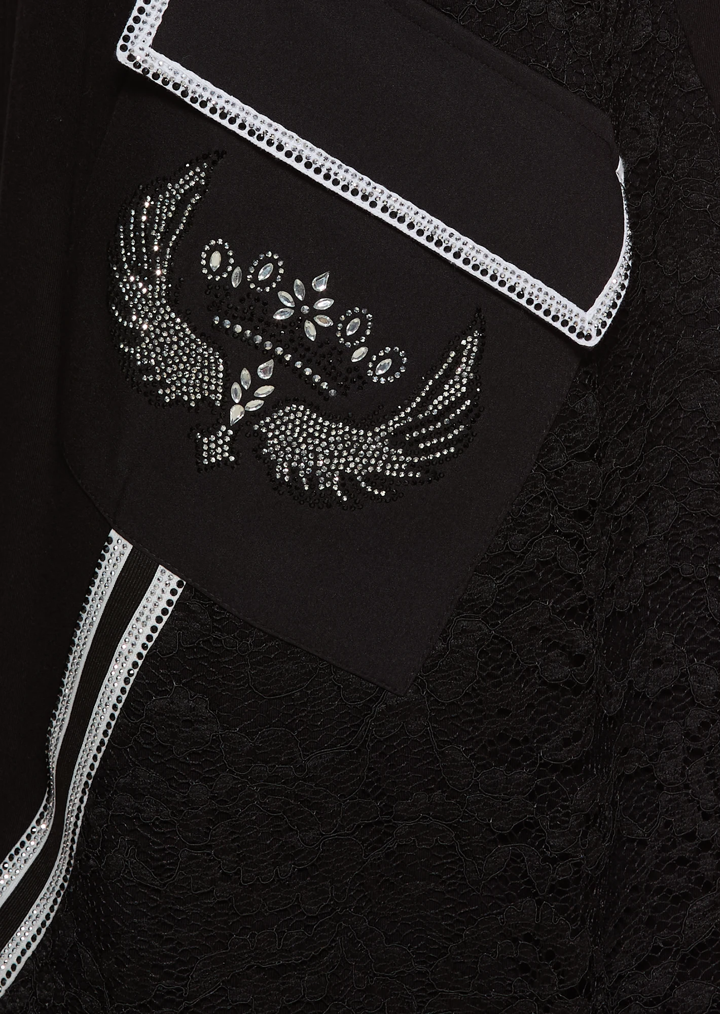 Kleid mit Spitze & Ziersteinen, schwarz