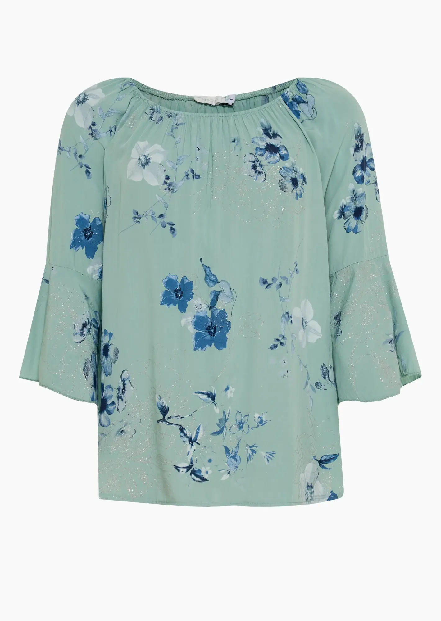 Bluse in A-Linie floral, misty green