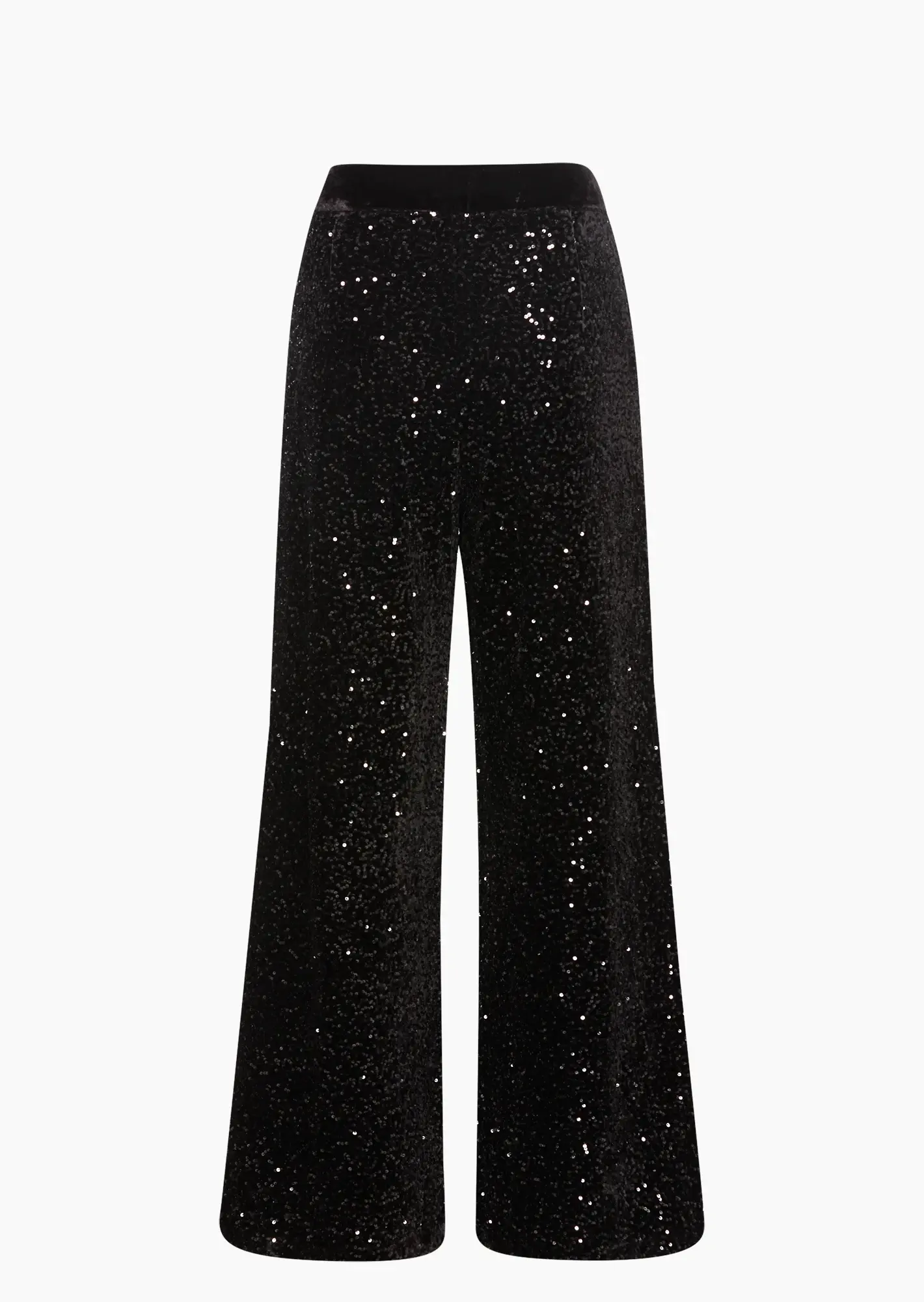 Samthose mit Pailletten, schwarz