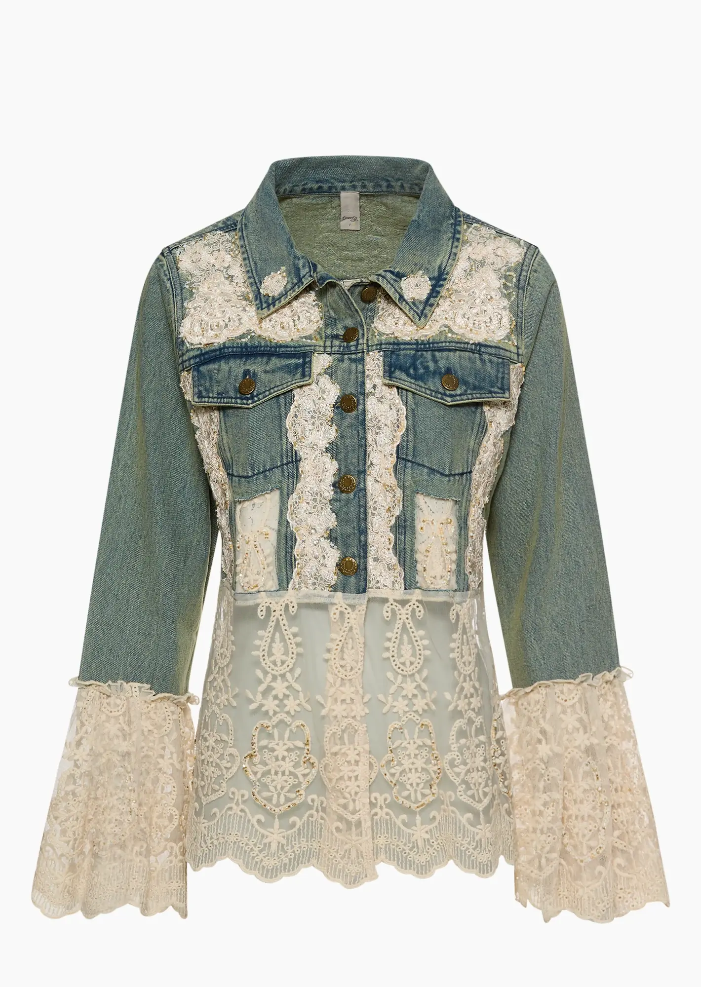 Jeansjacke mit Stickerei, light blue denim