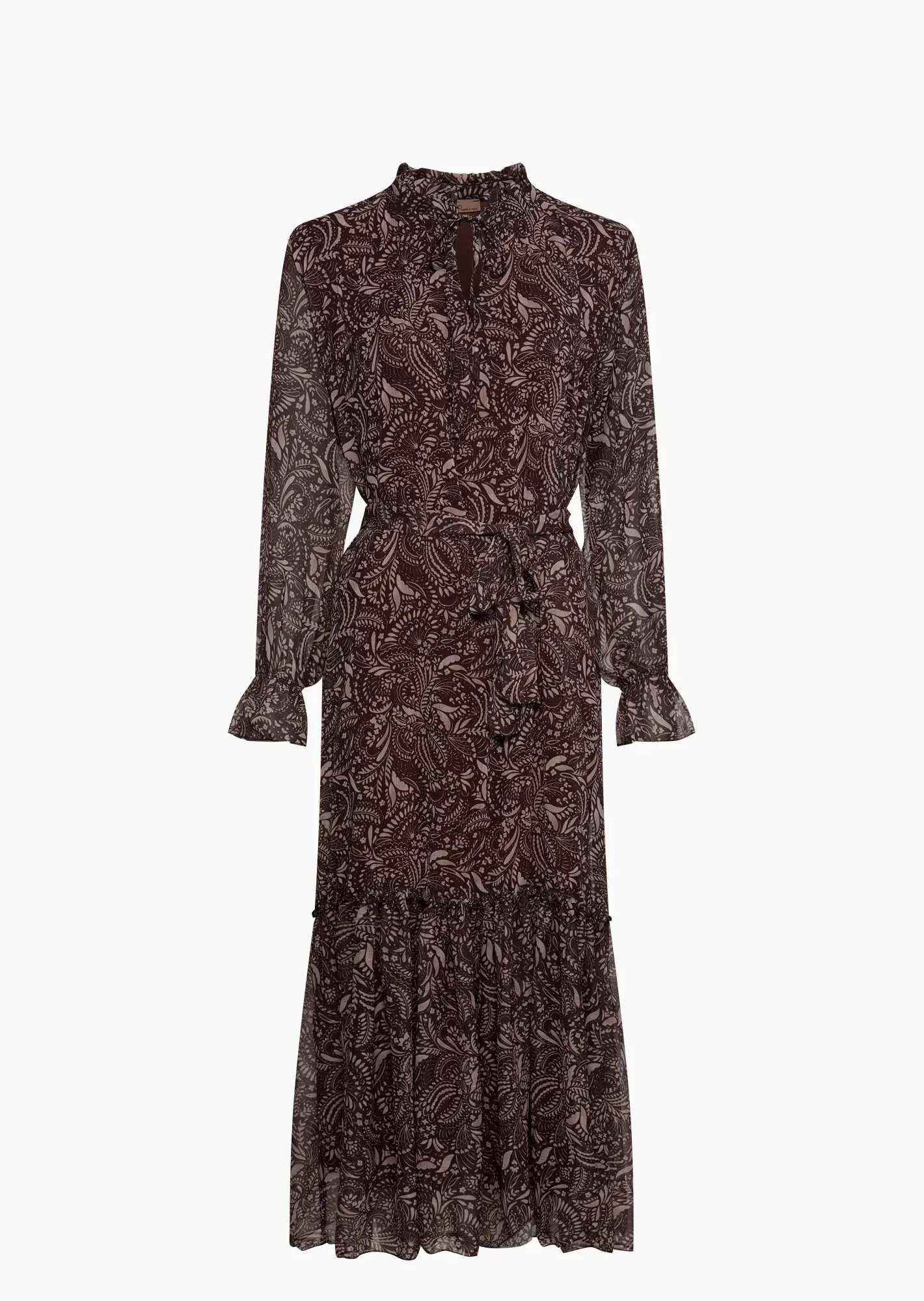 Kleid mit Volants, mocca