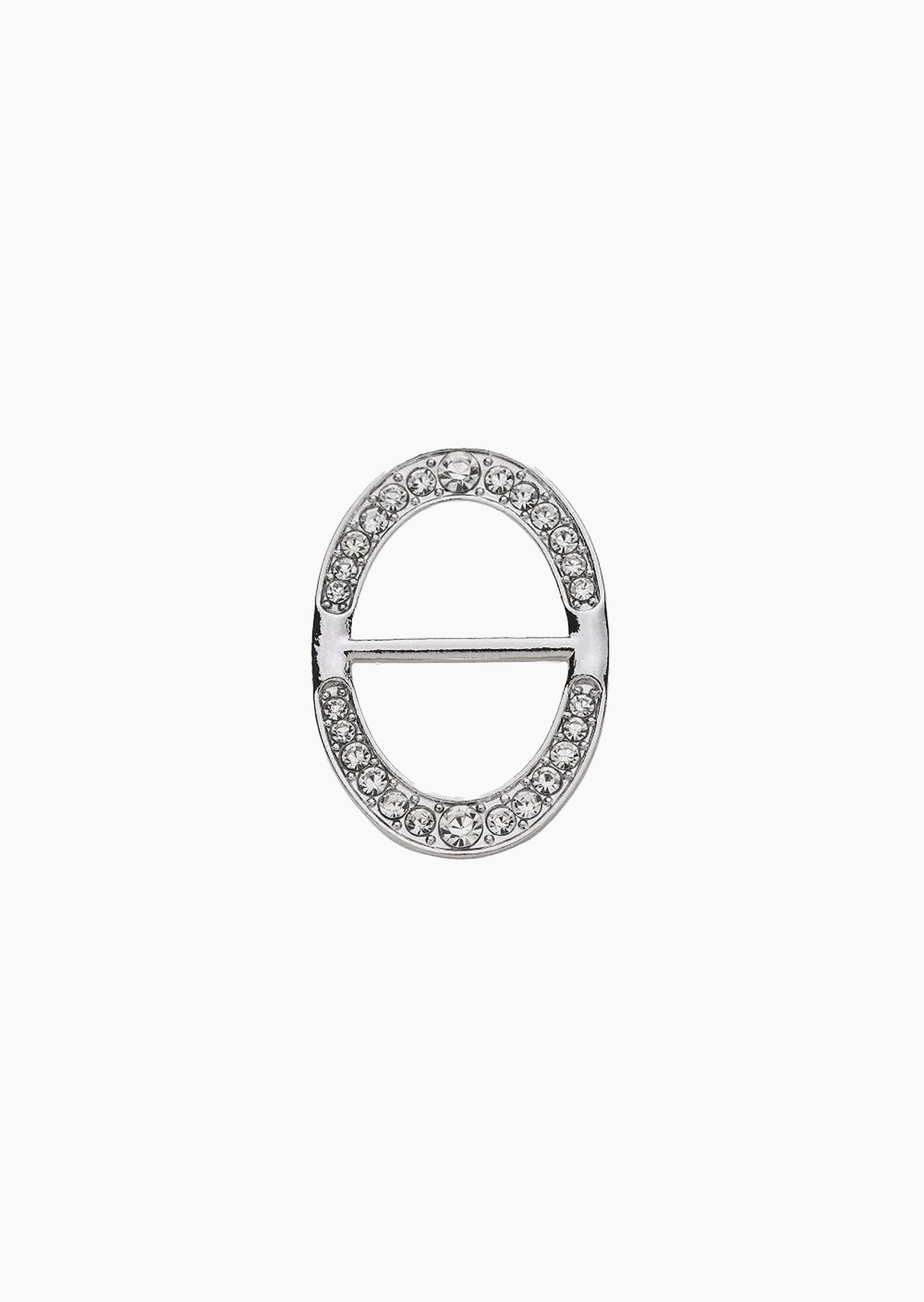 Schalclip oval mit Ziersteinen, silber