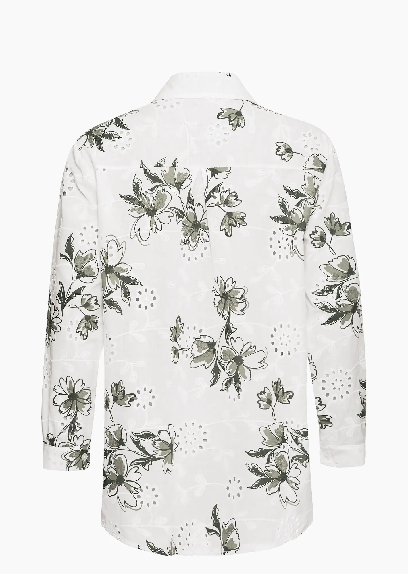 Bluse mit Lochstickerei, khaki