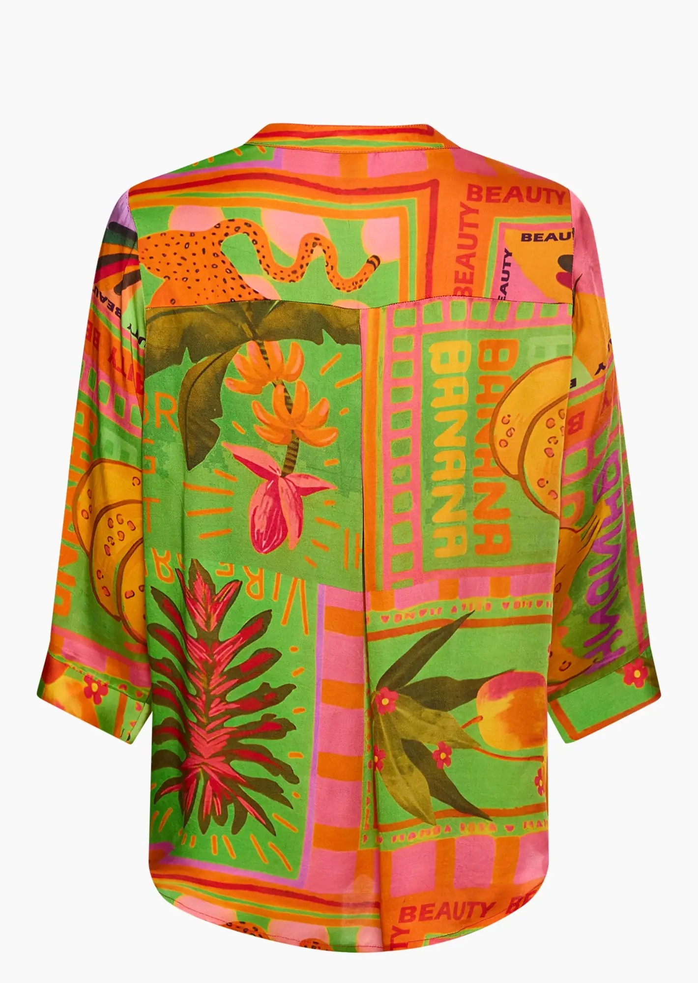 Bluse aus Viskose-Satin, bunt