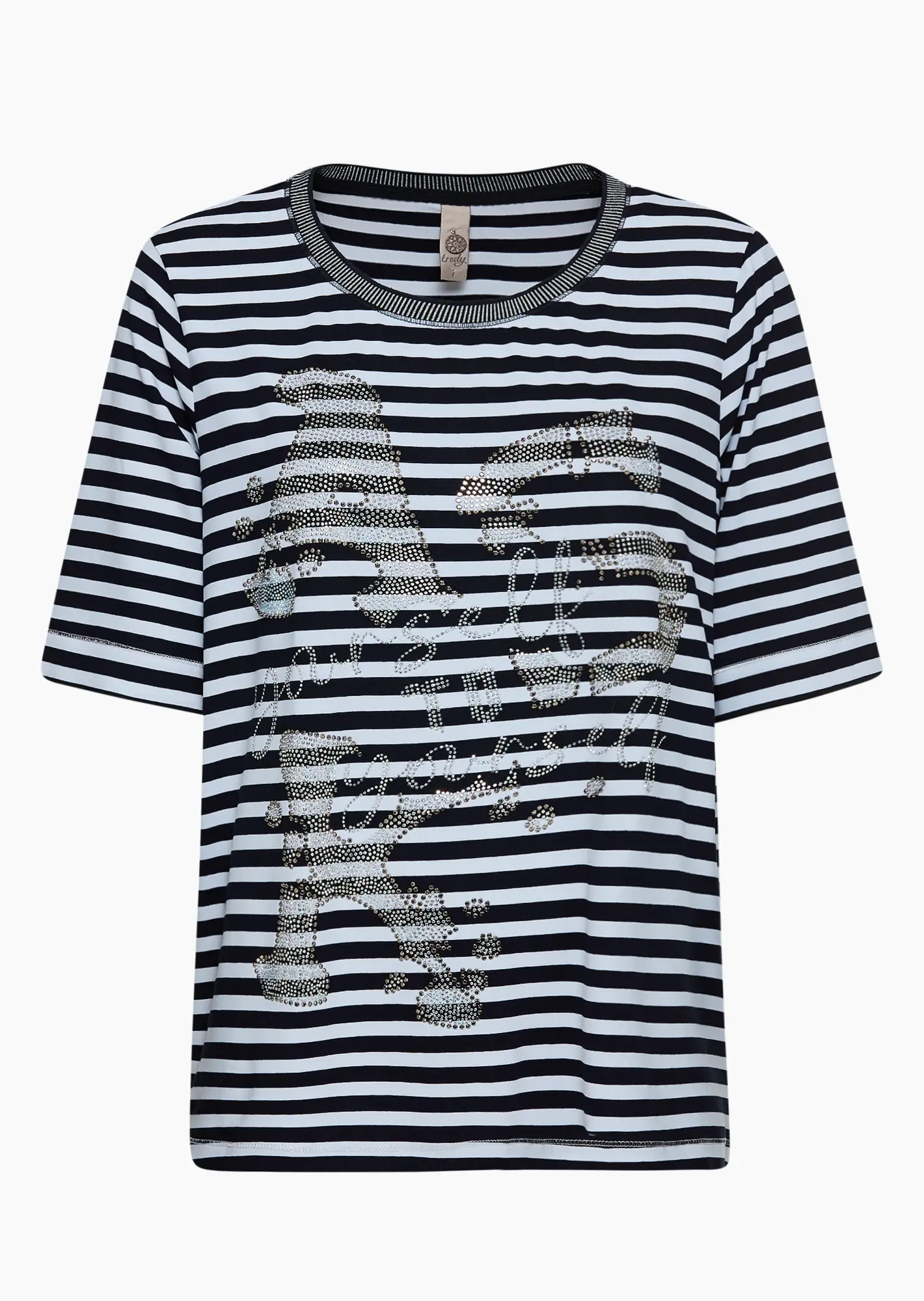 Shirt 'Yourself', navy-weiß