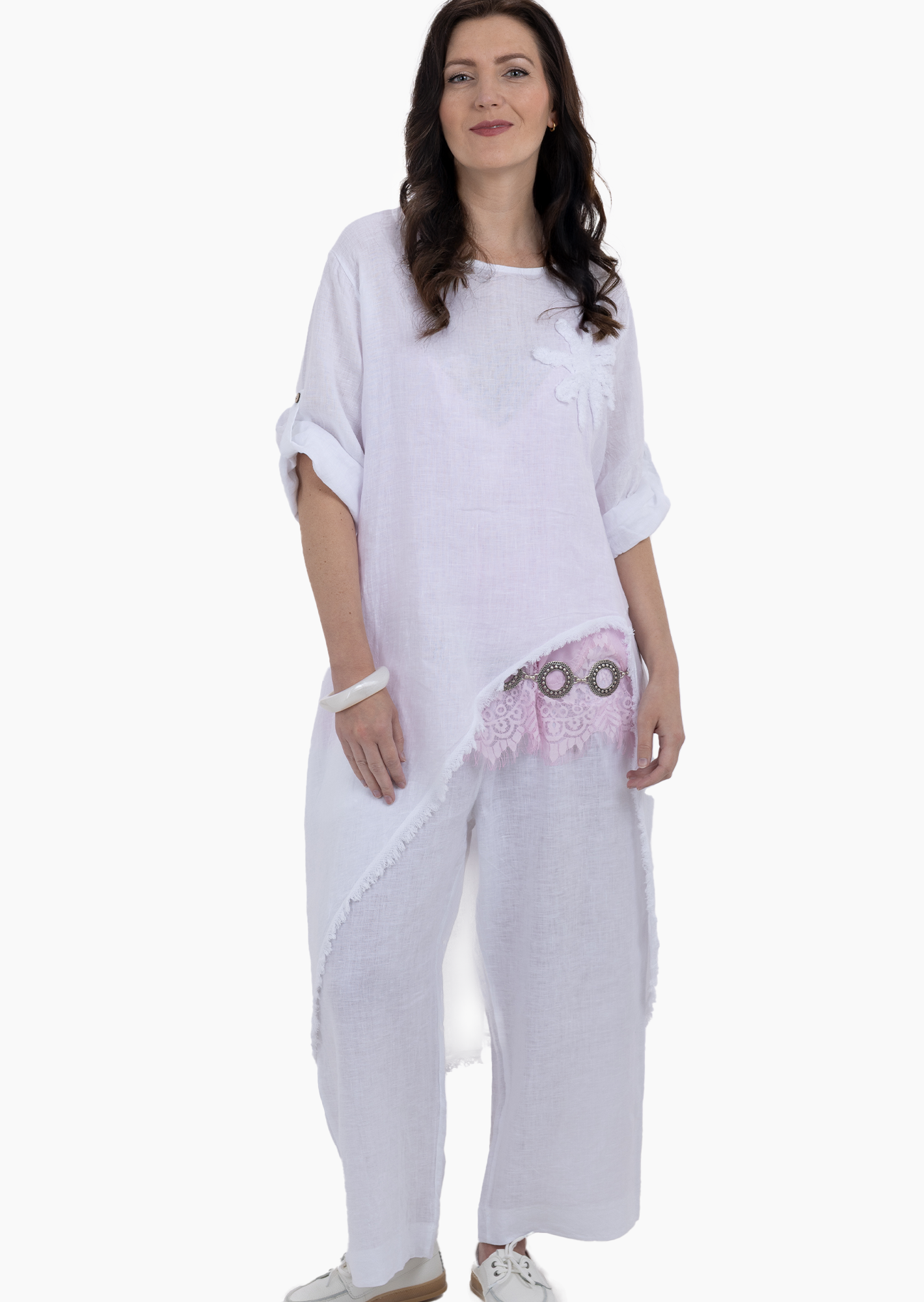 luftiges Leinenkleid, weiß