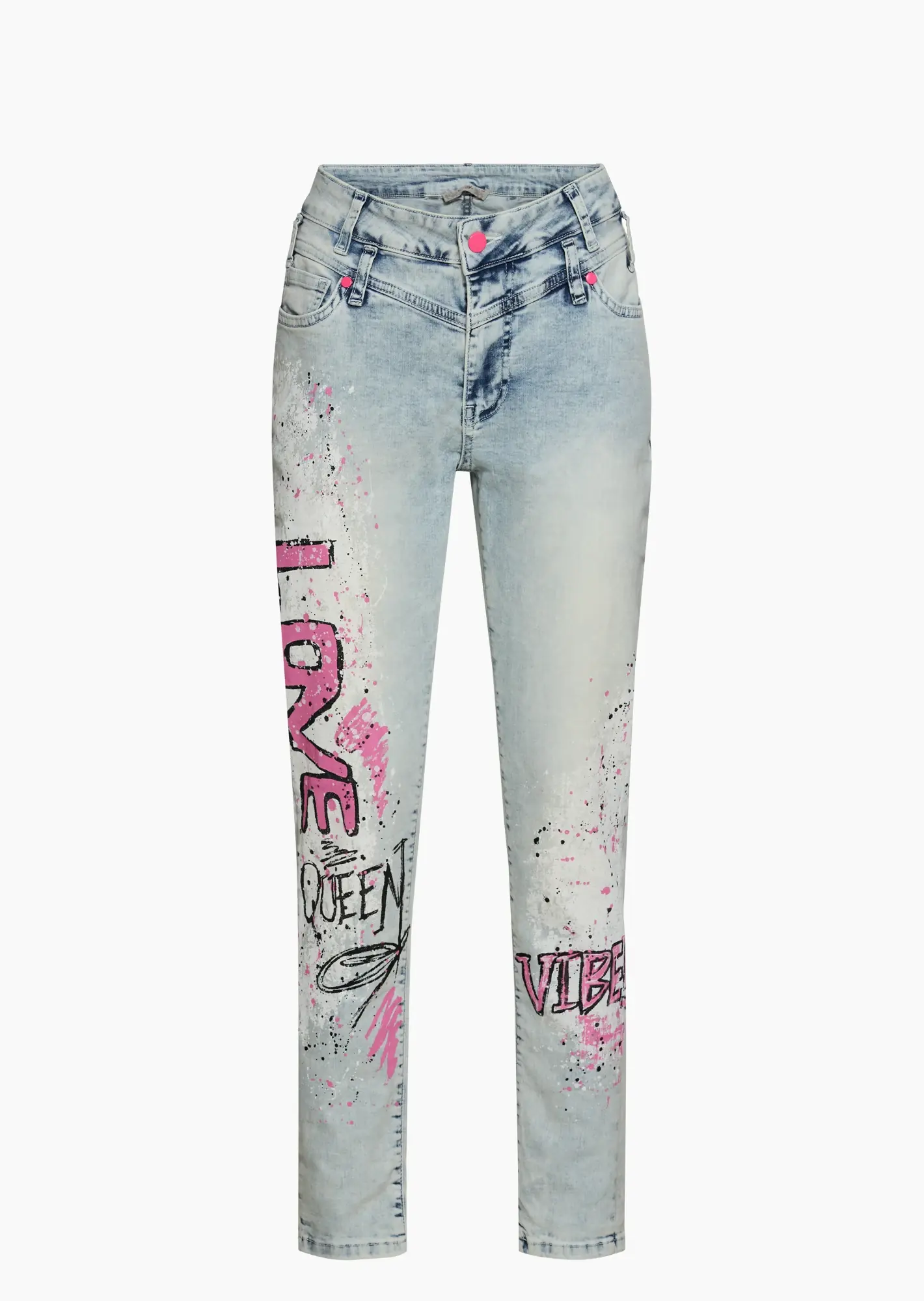 Jeans mit dekorativem Lettering, blue denim