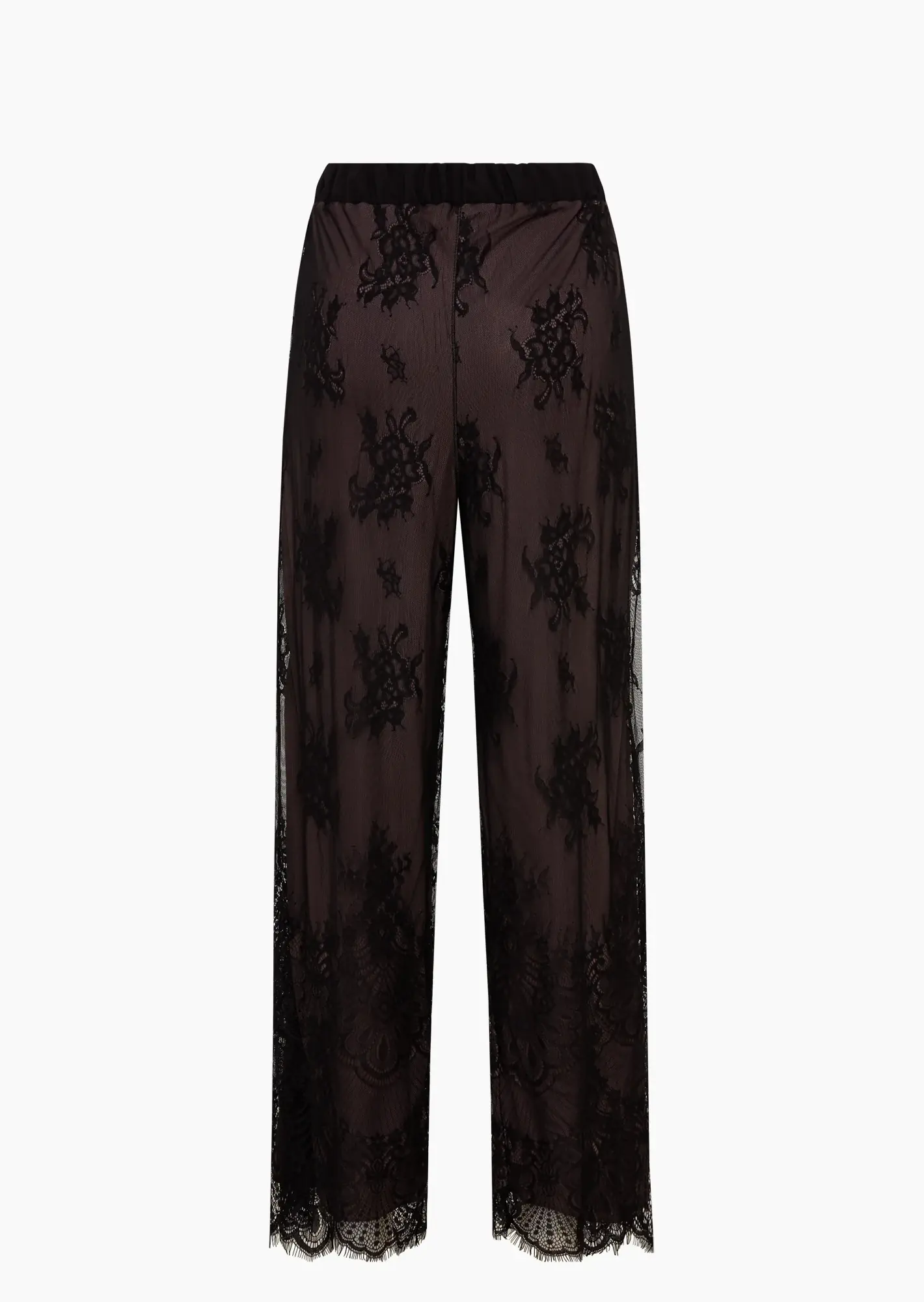Edle Spitzenhose mit weitem Bein, schwarz-taupe