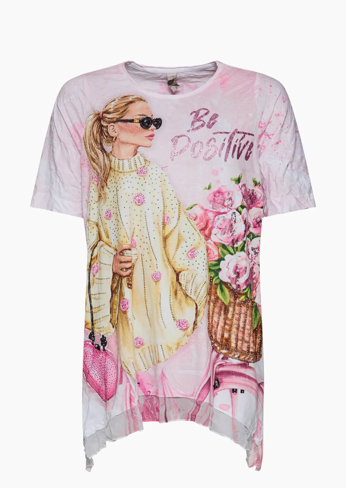 asymmetrisches Shirt mit Print, candy