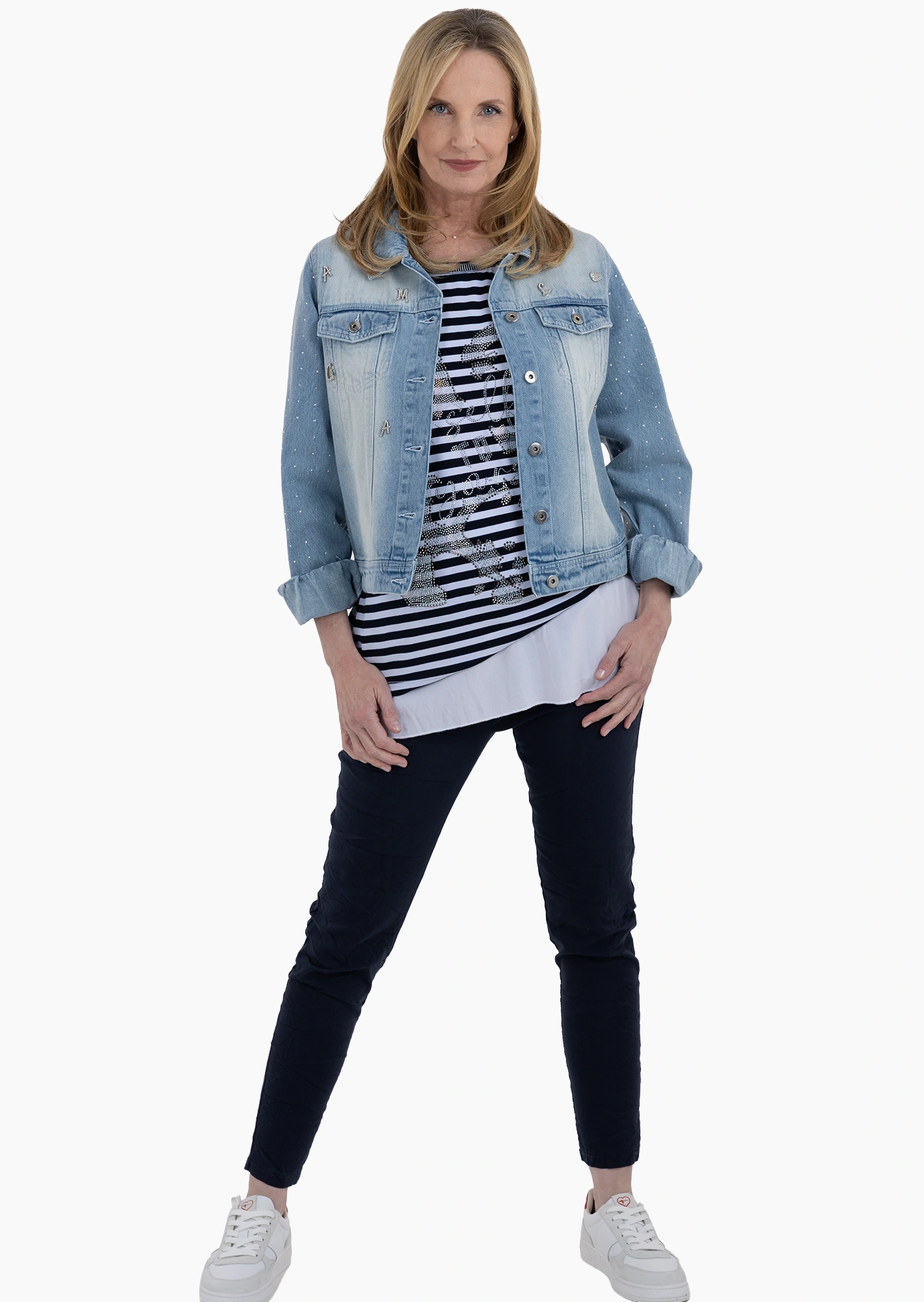 Jeansjacke 'GLAM' mit Glitzereffekten, light blue denim