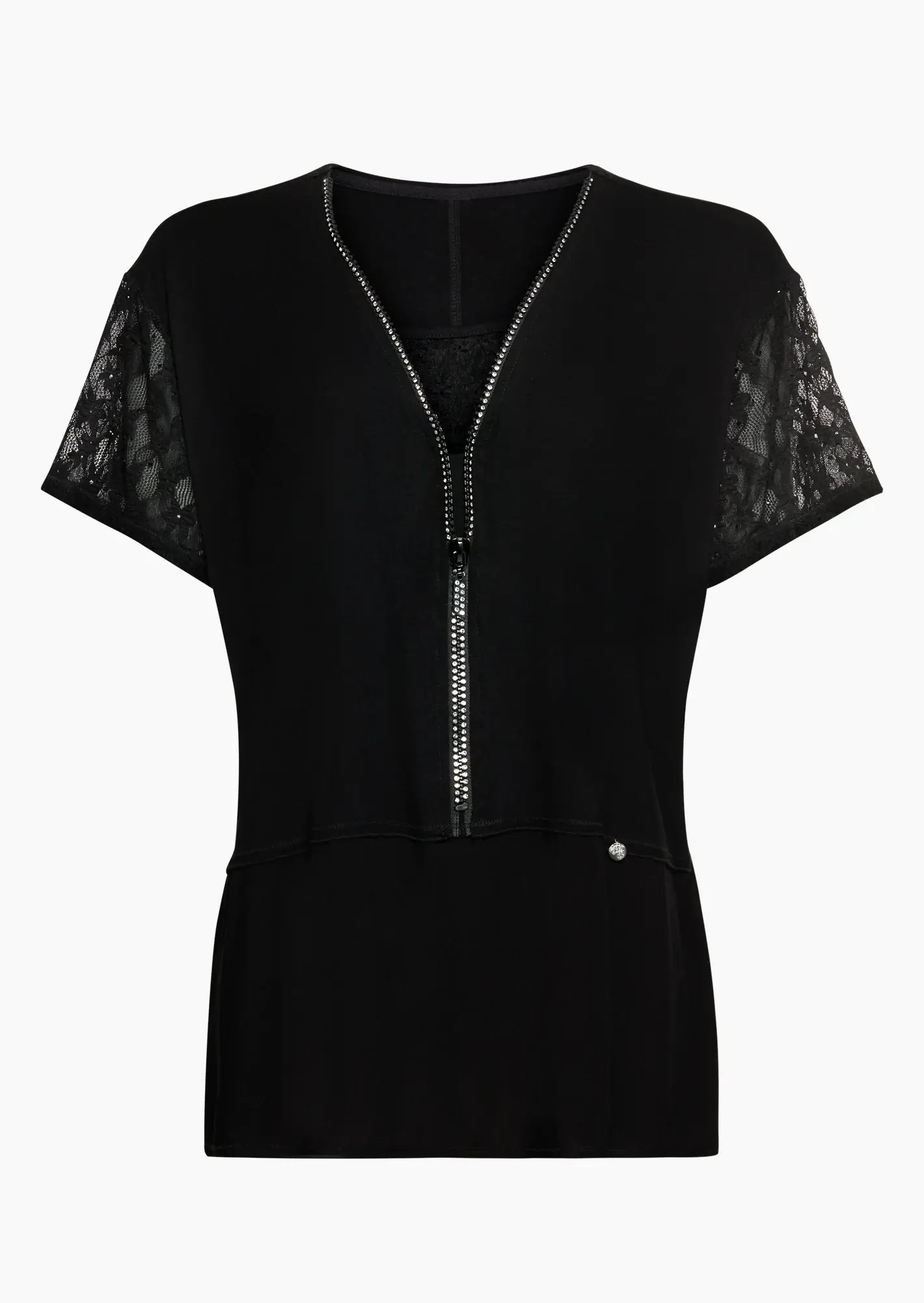 Shirt mit glitzernden Details, schwarz