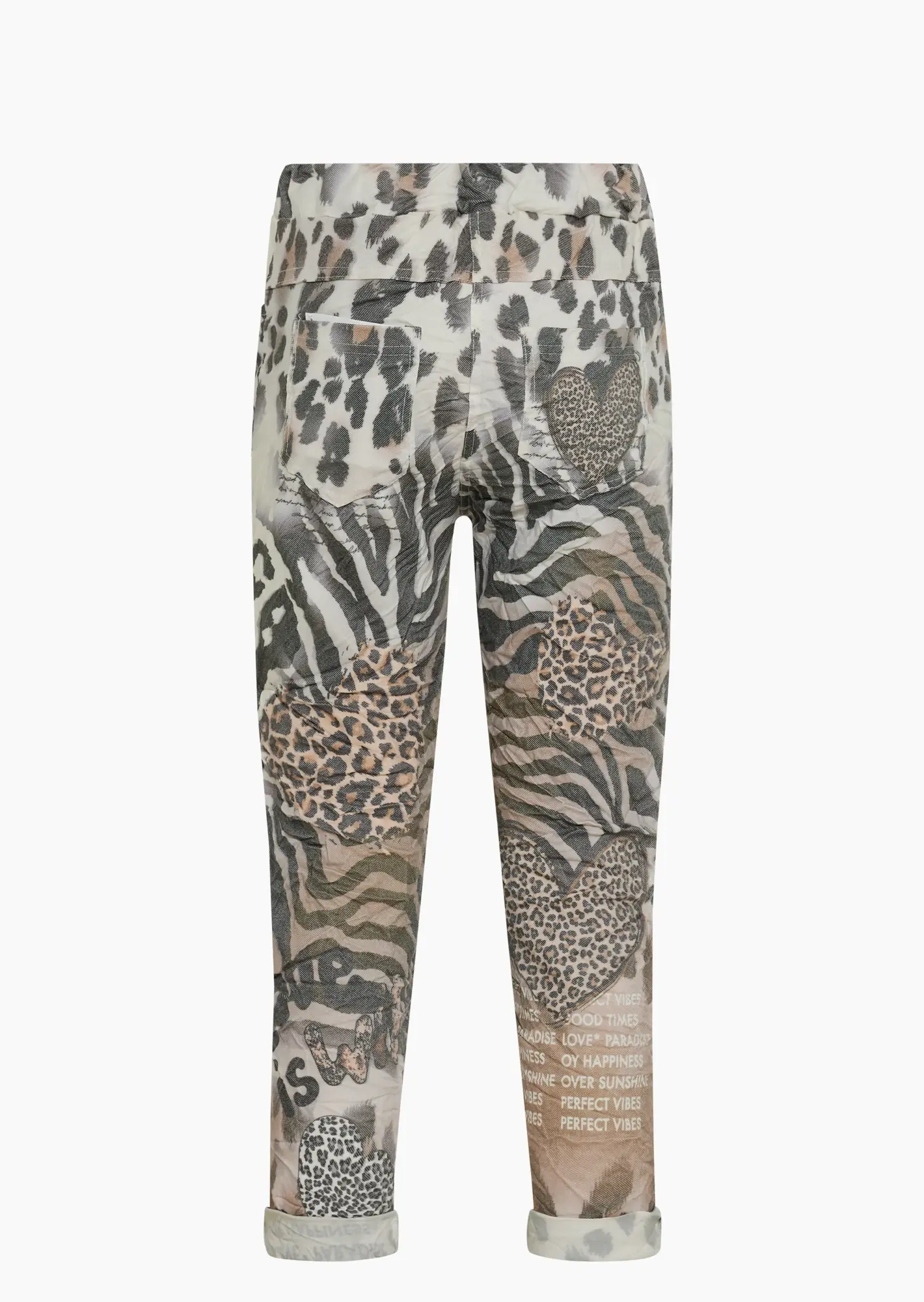 Joggpants im Animalprint mit Herzen, schwarz-weiß