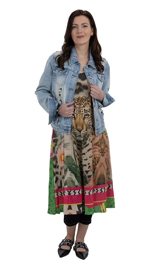 Leo-Kleid mit Goldschimmer