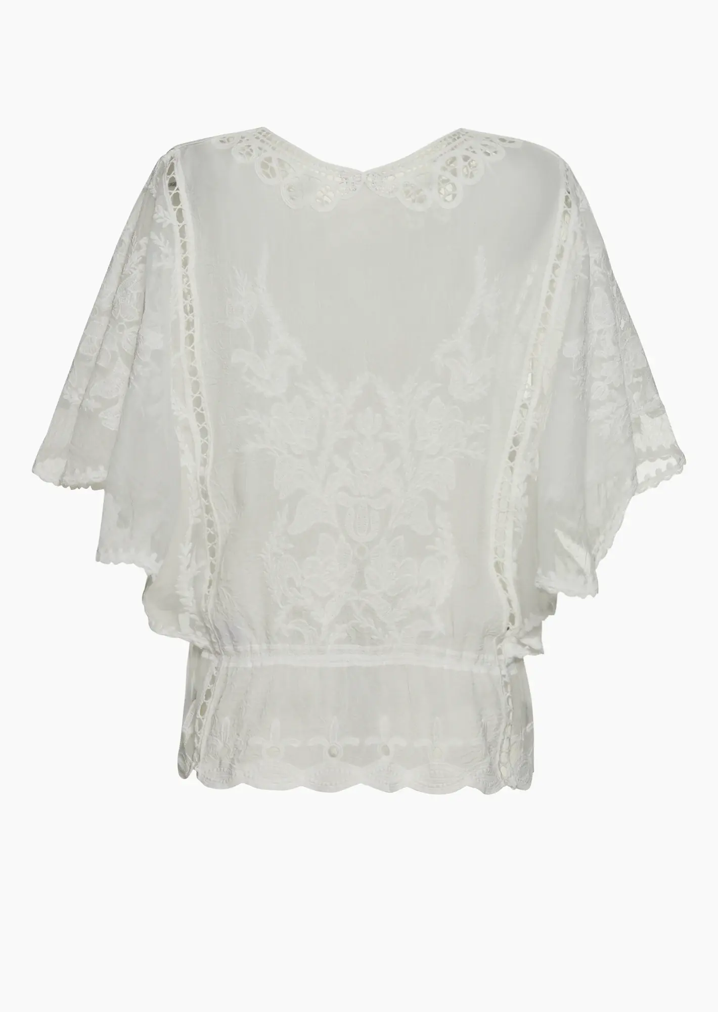 transparente Bluse mit Stickerei, offwhite