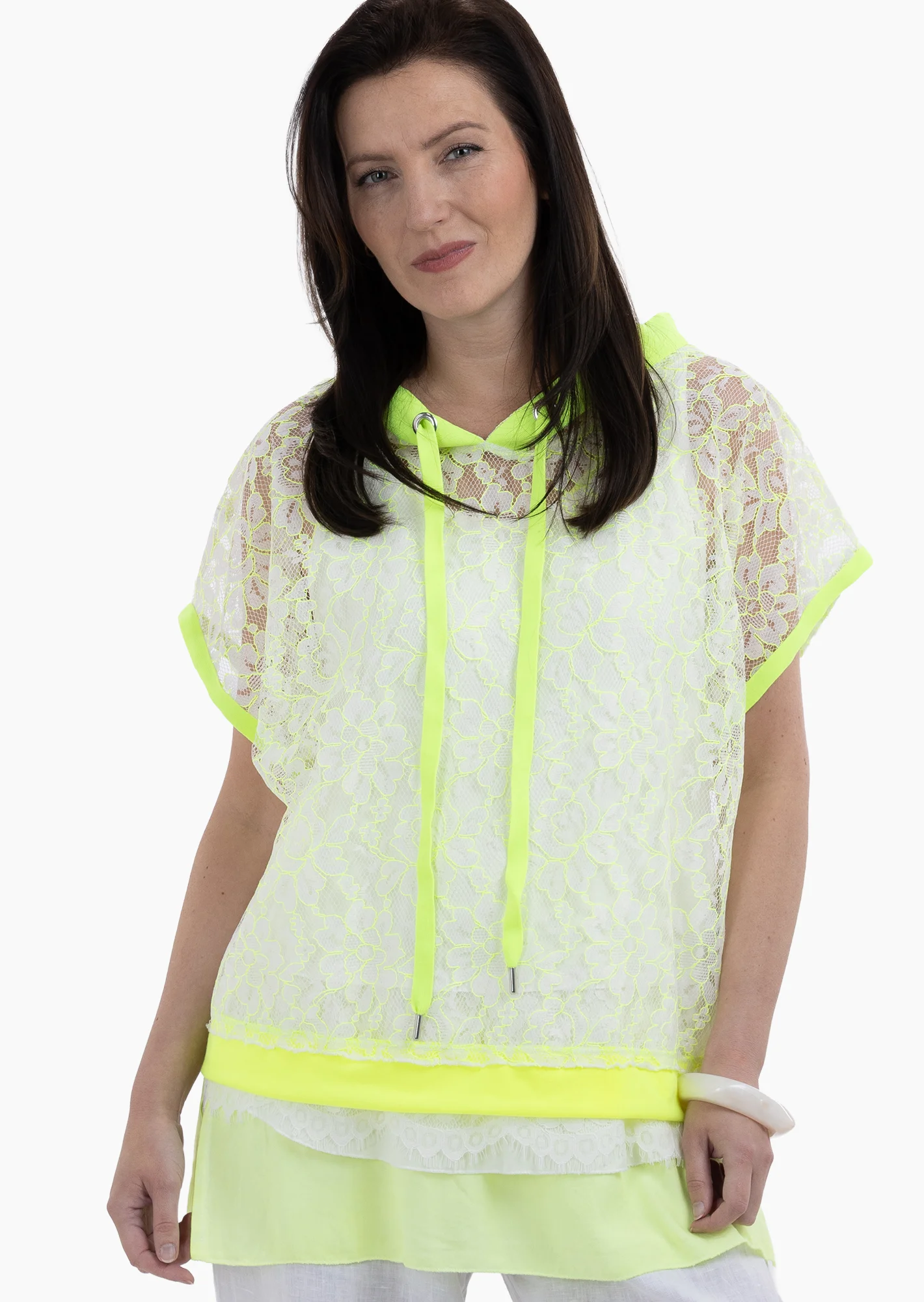 transparentes Shirt mit Highlights, neongrün