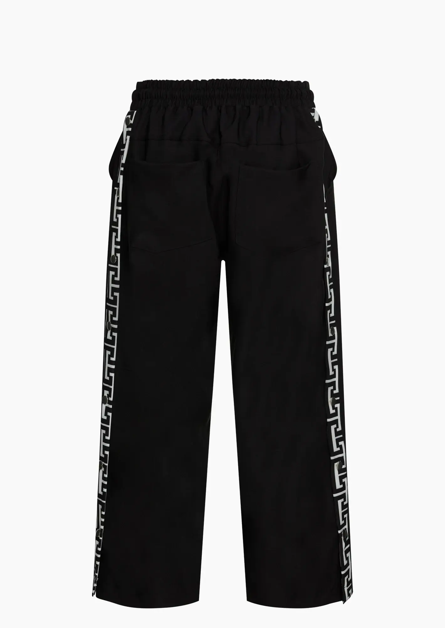 Wide Leg Hose mit Galonstreifen, schwarz